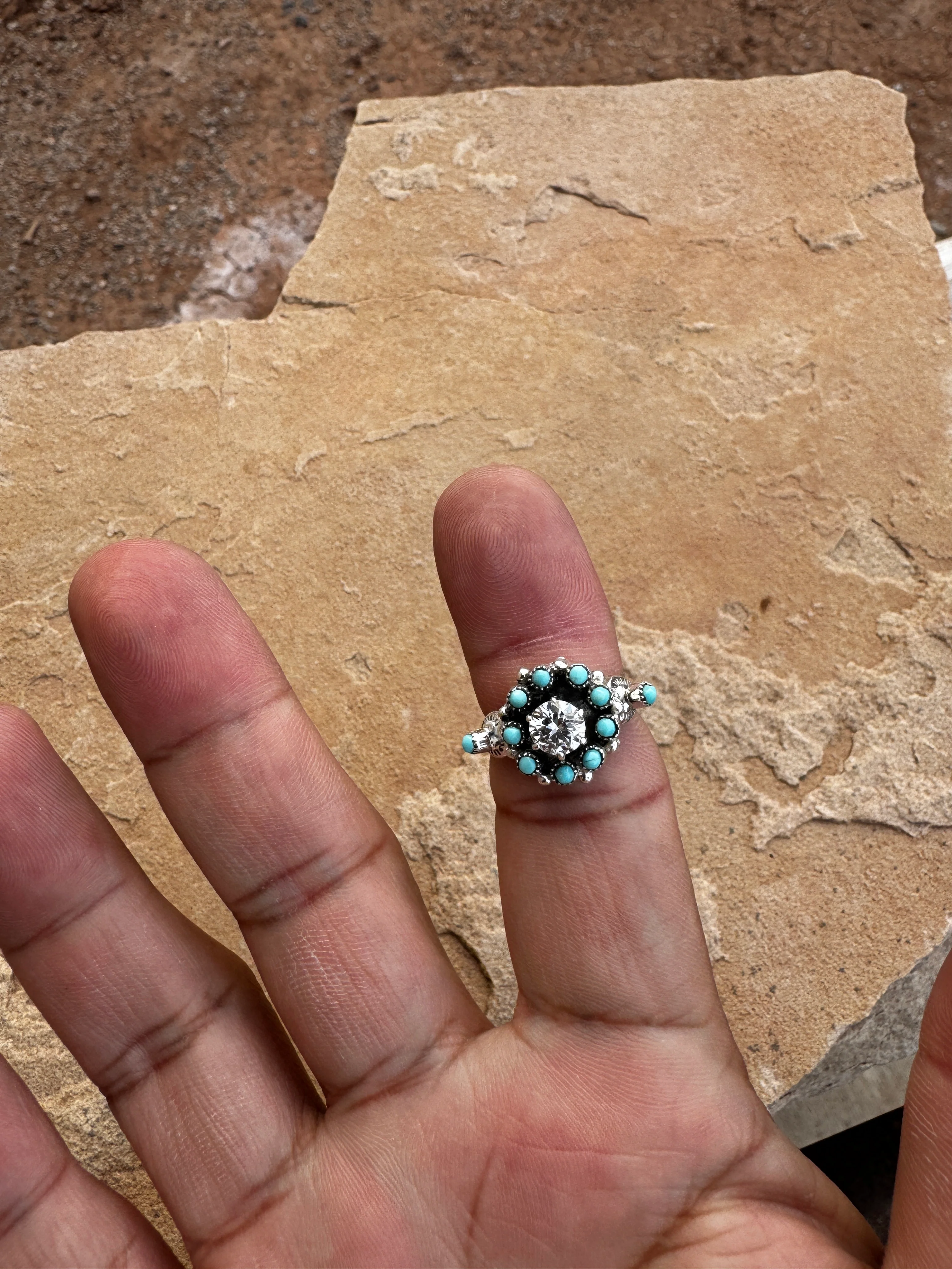 Infinity Turquoise I Do Moissanite Ring - Image 5