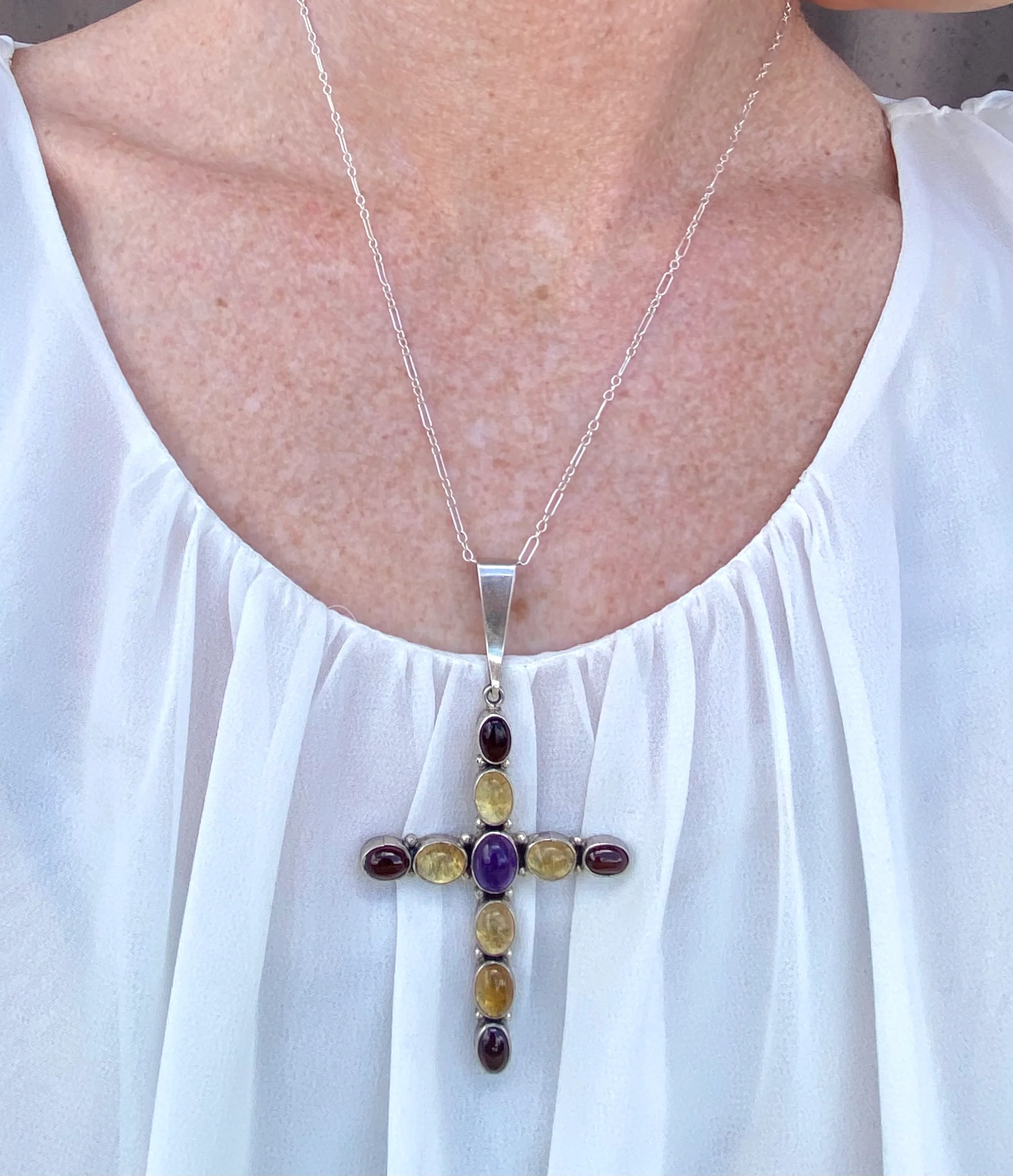 Jeweled Cross Necklace From The Rodgers Collection - Image 2
