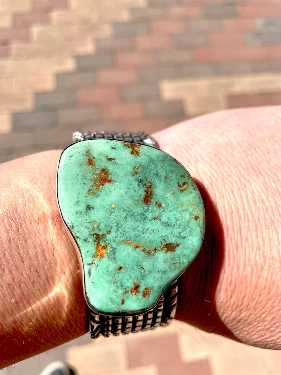 Large Green Turquoise Men's Cuff - Image 2