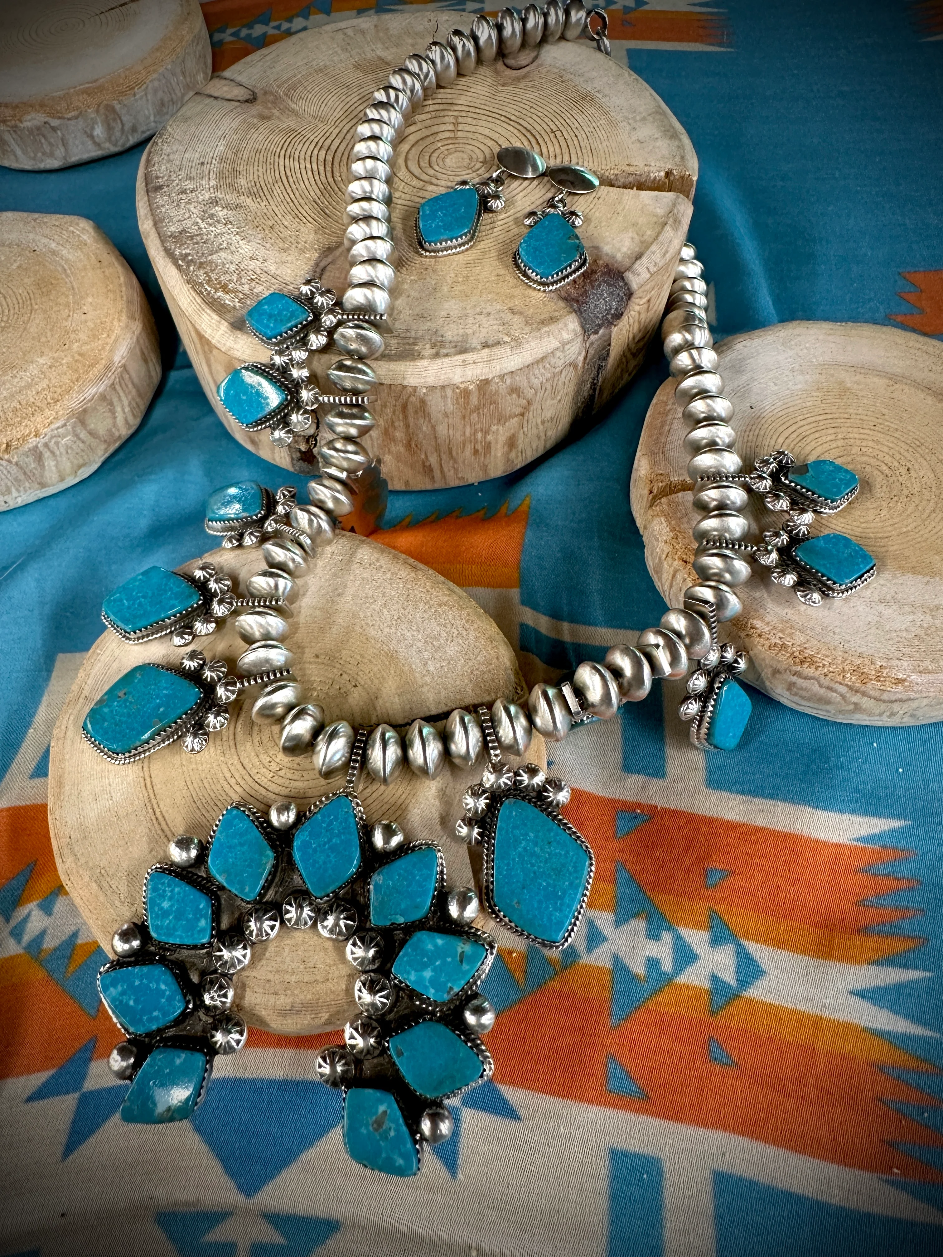 Let Yourself Go Turquoise Squash Necklace and Earring Set - Image 3
