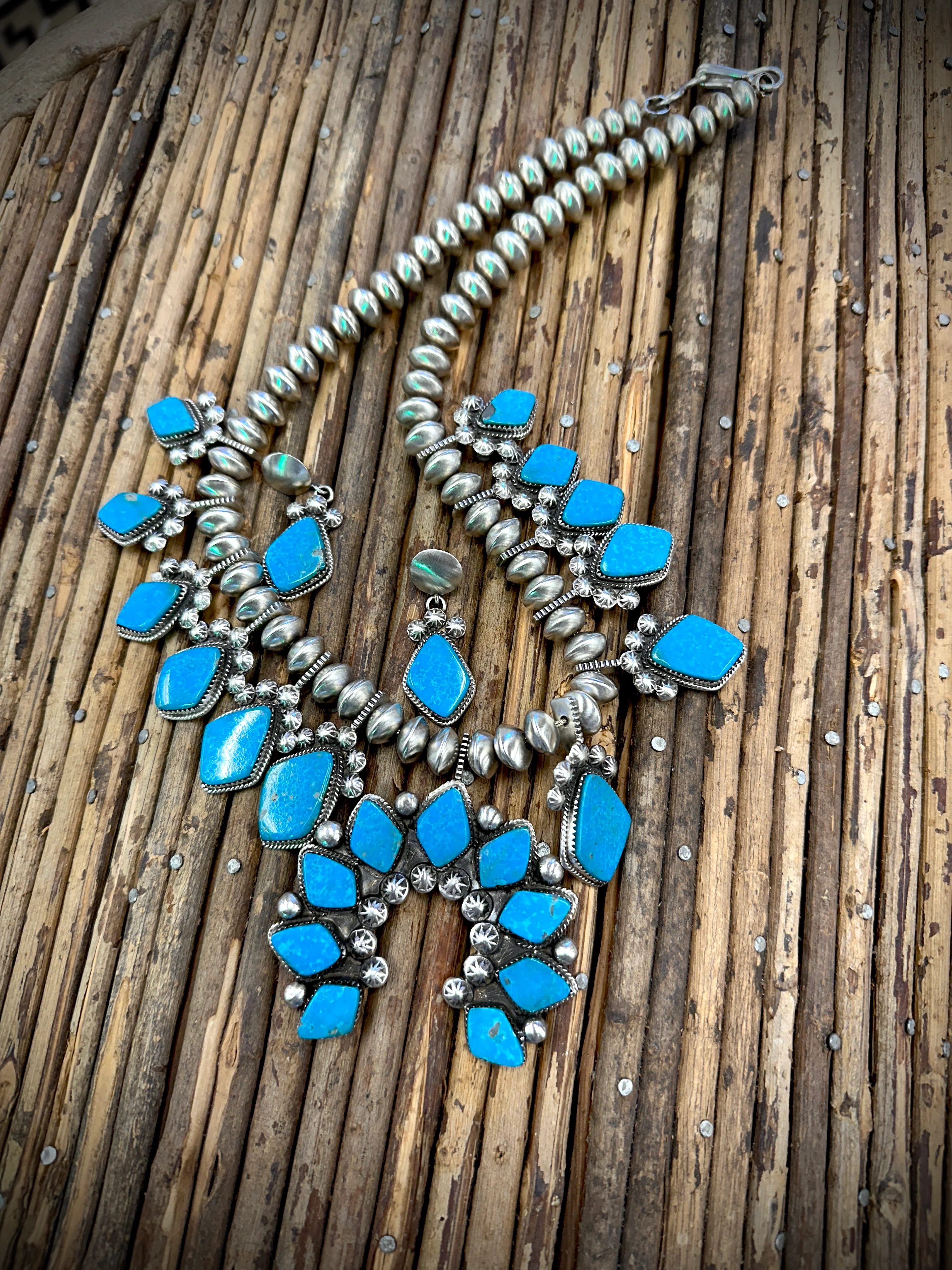 Let Yourself Go Turquoise Squash Necklace and Earring Set - Image 4
