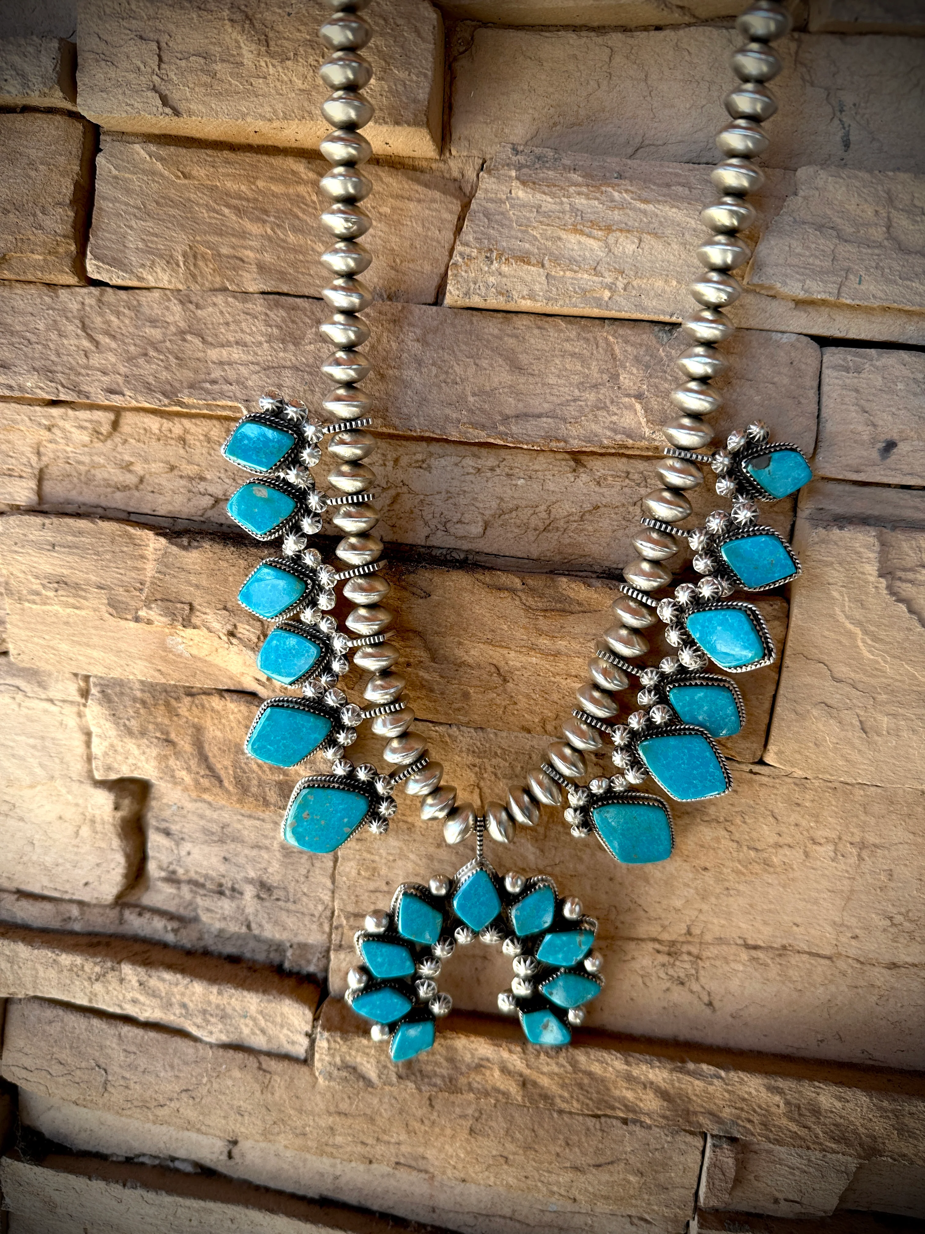 Let Yourself Go Turquoise Squash Necklace and Earring Set - Image 5