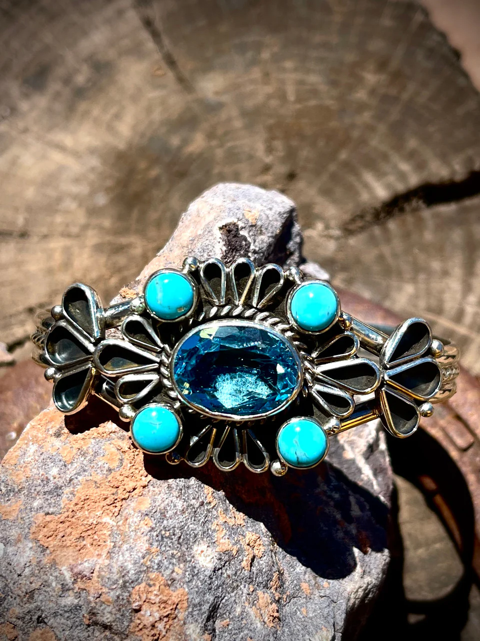 Lloyd Martinez Blue Topaz Kingman Cuff - Image 2