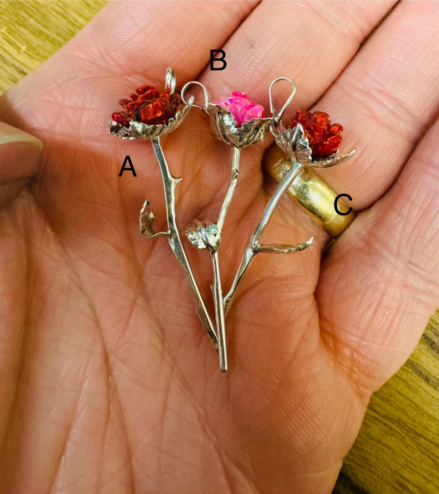 Long Stem Rose Pendant - Image 2