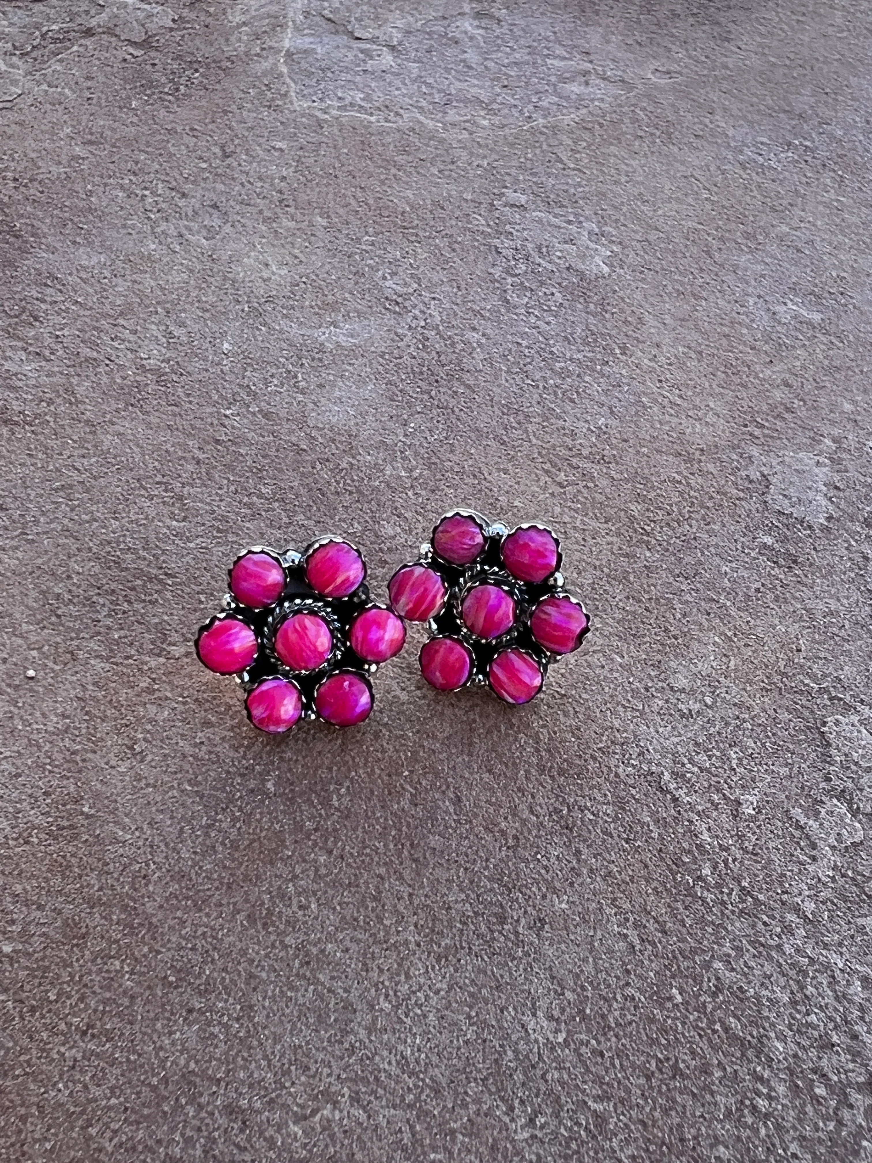 Lucky 7 Hot Pink Cultured Opal Cluster Earring - Image 3