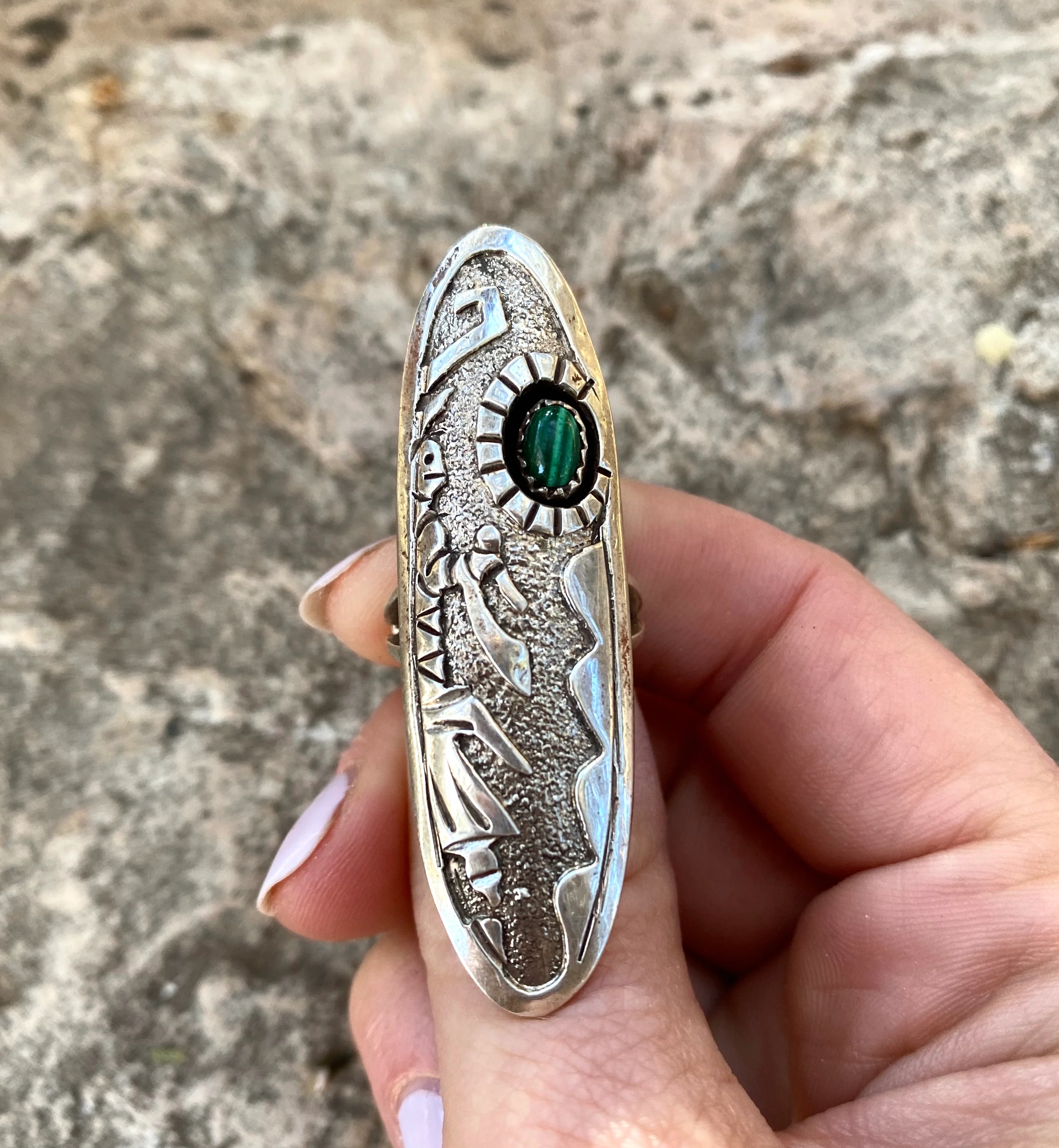 Malachite Kachina Overlay Ring From The Rogers Collection - Image 3