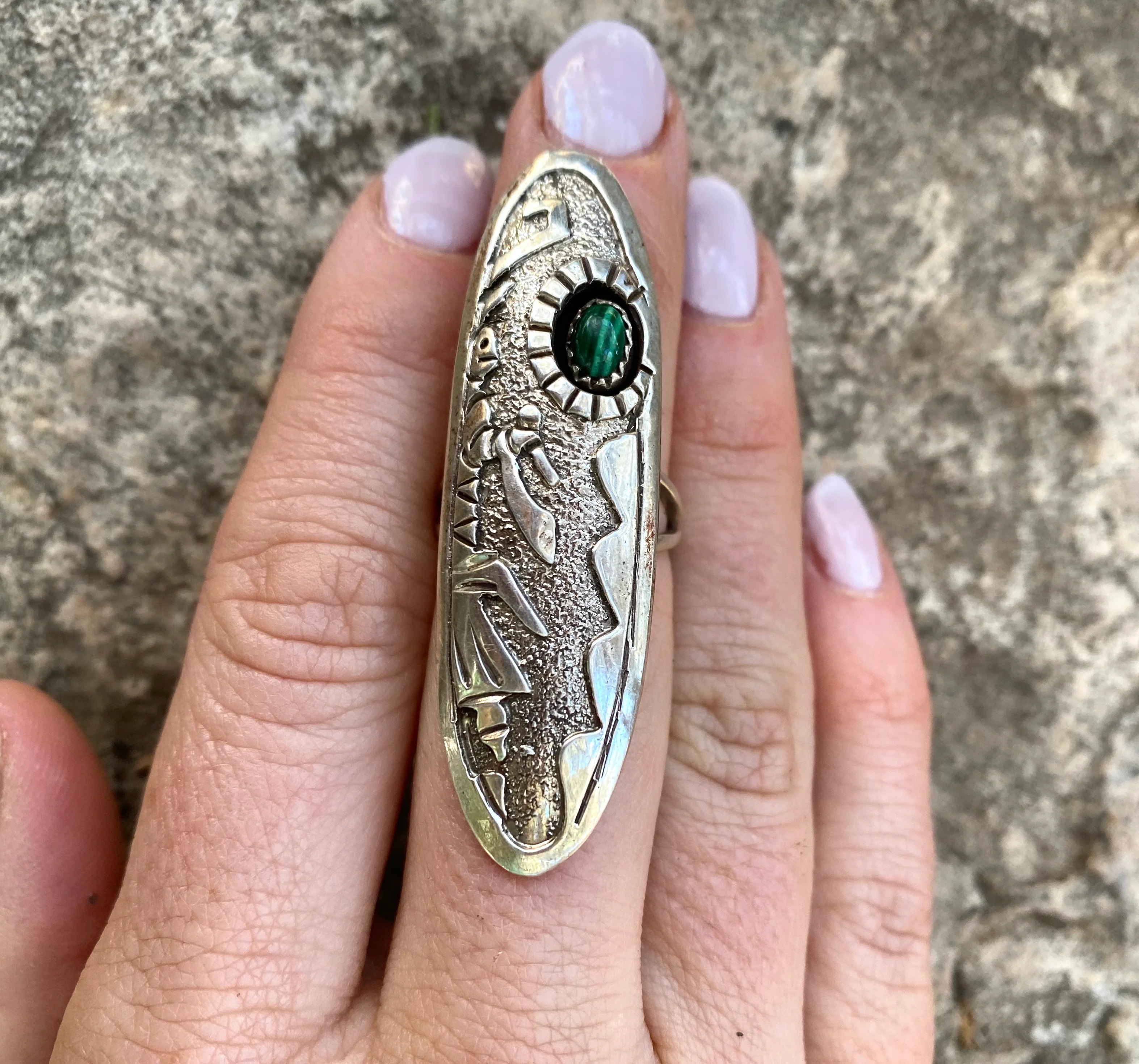 Malachite Kachina Overlay Ring From The Rogers Collection - Image 4