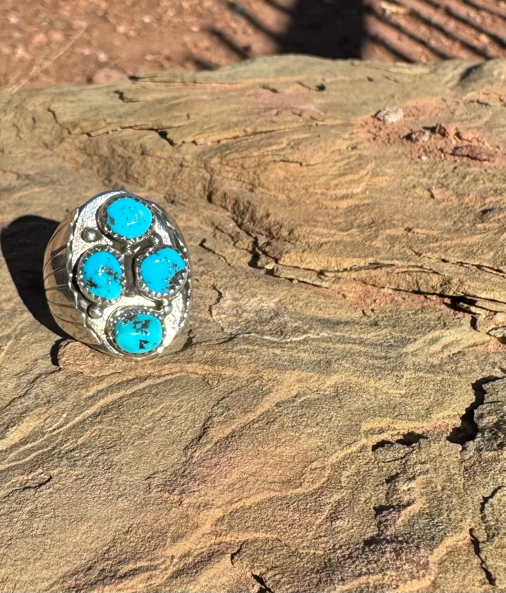 Mens Turquoise Cluster Ring - Image 3
