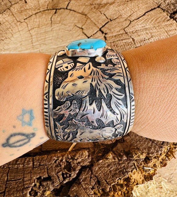 Men's Turquoise Horse Cuff - Image 2