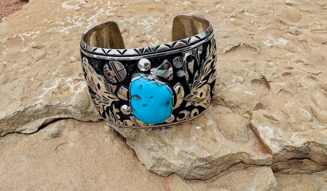 Men's Turquoise Horse Cuff - Image 4