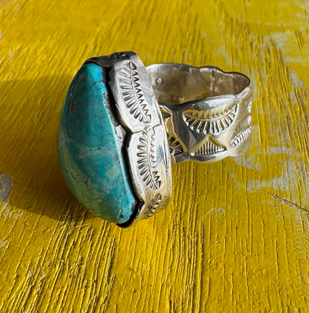 Men's Turquoise Triangle Ring - Image 3