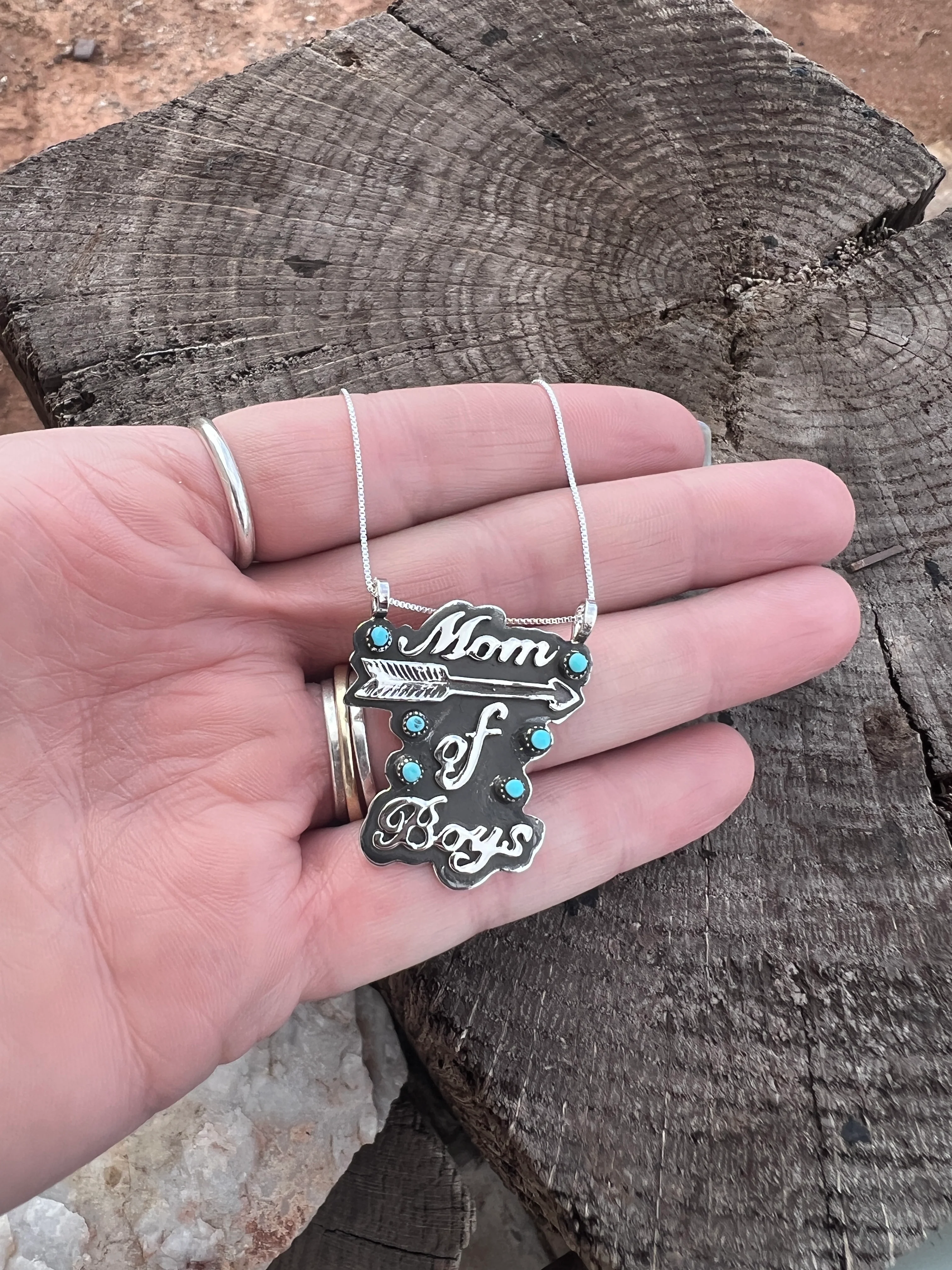 Mom of Boys Custom Name Necklace - Image 2