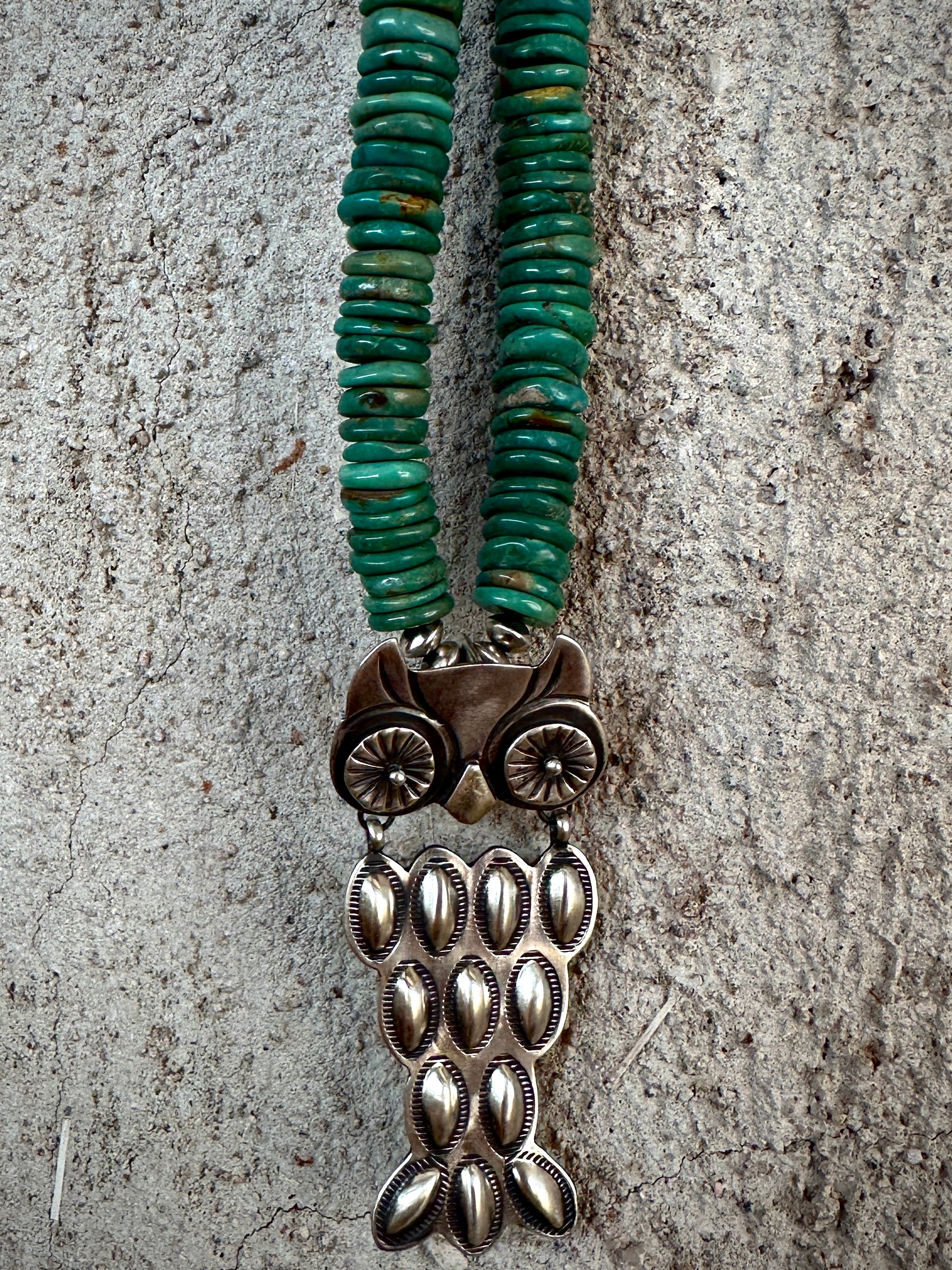 Navajo Bump Out Owl Necklace with China Mountain Beads from Rodgers Collection - Image 2