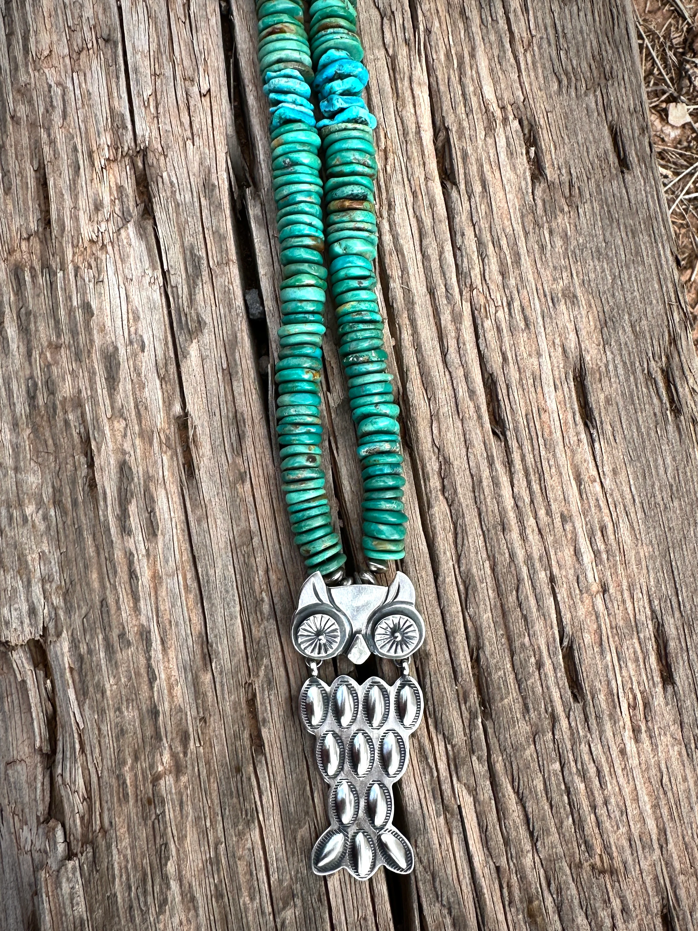 Navajo Bump Out Owl Necklace with China Mountain Beads from Rodgers Collection - Image 3