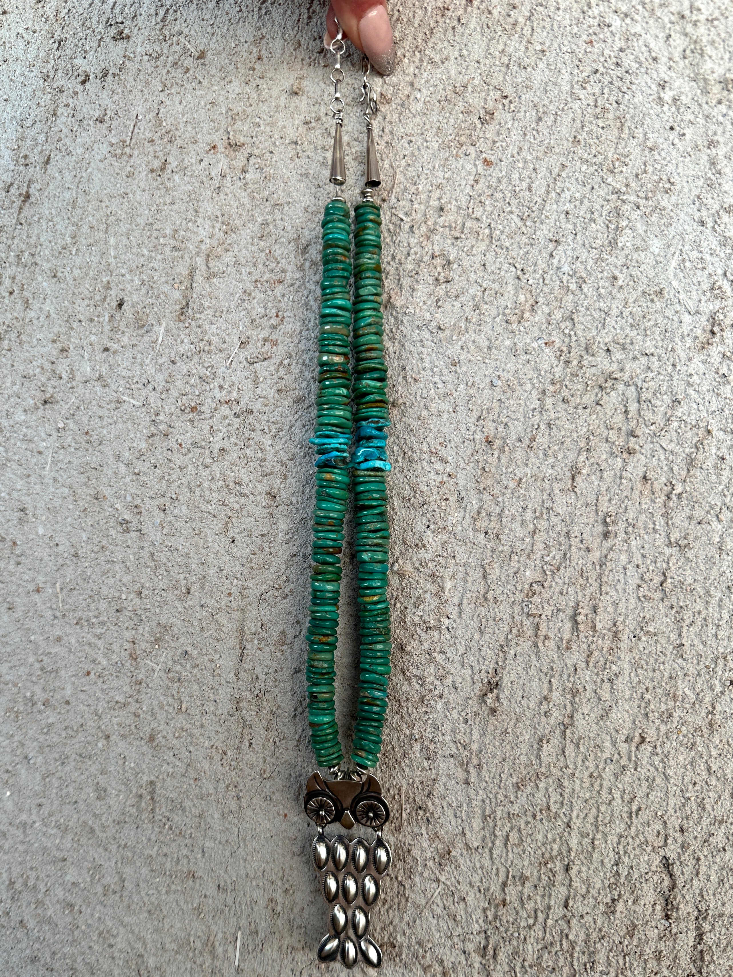 Navajo Bump Out Owl Necklace with China Mountain Beads from Rodgers Collection - Image 4