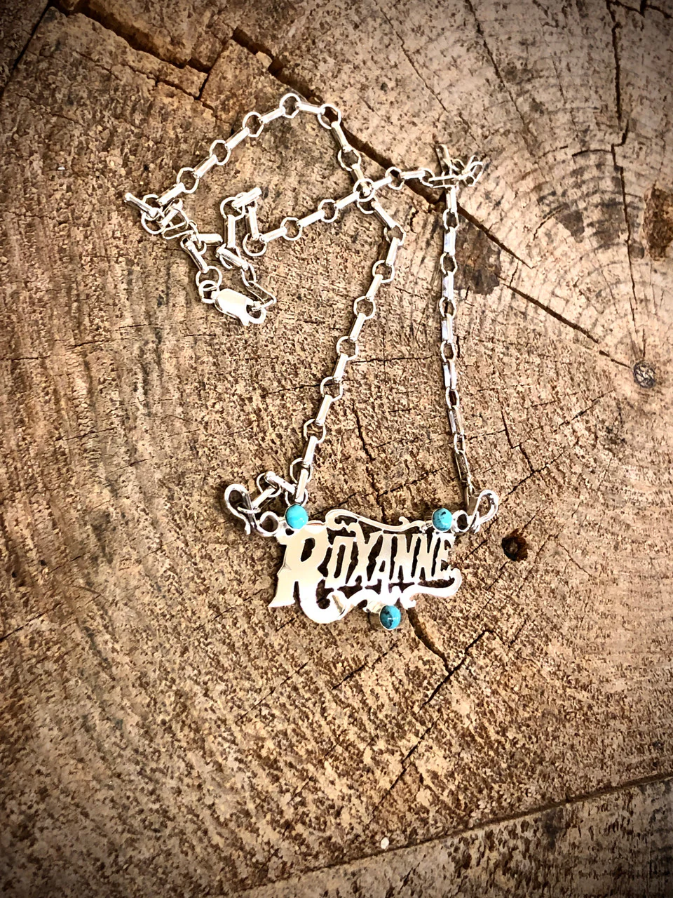Navajo Hand Etched Name Kingman Turquoise Necklaces Artist Michael Yazzie - Image 5