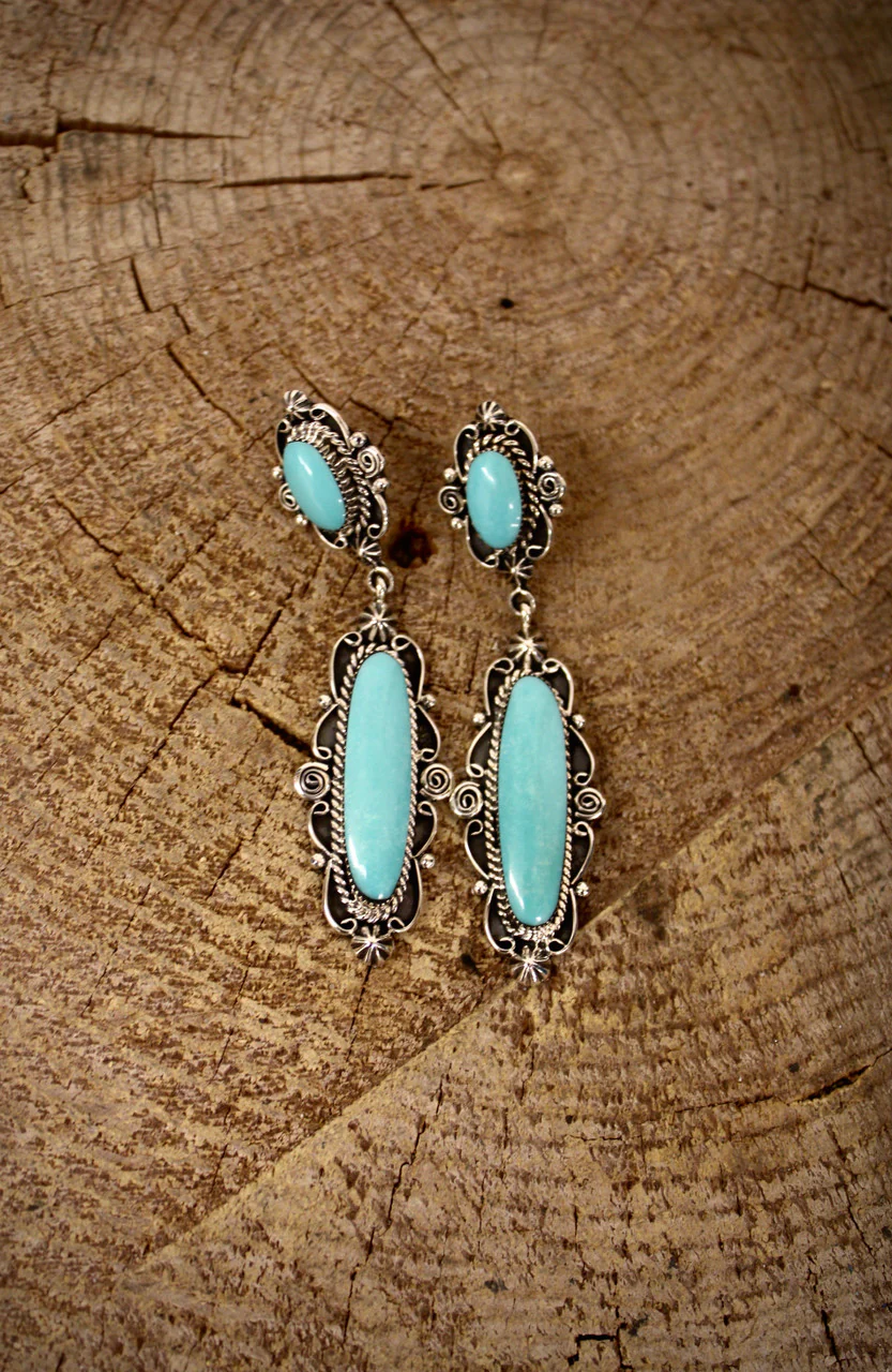 Navajo Oval Drop Earring Artist Marie Jones - Image 4