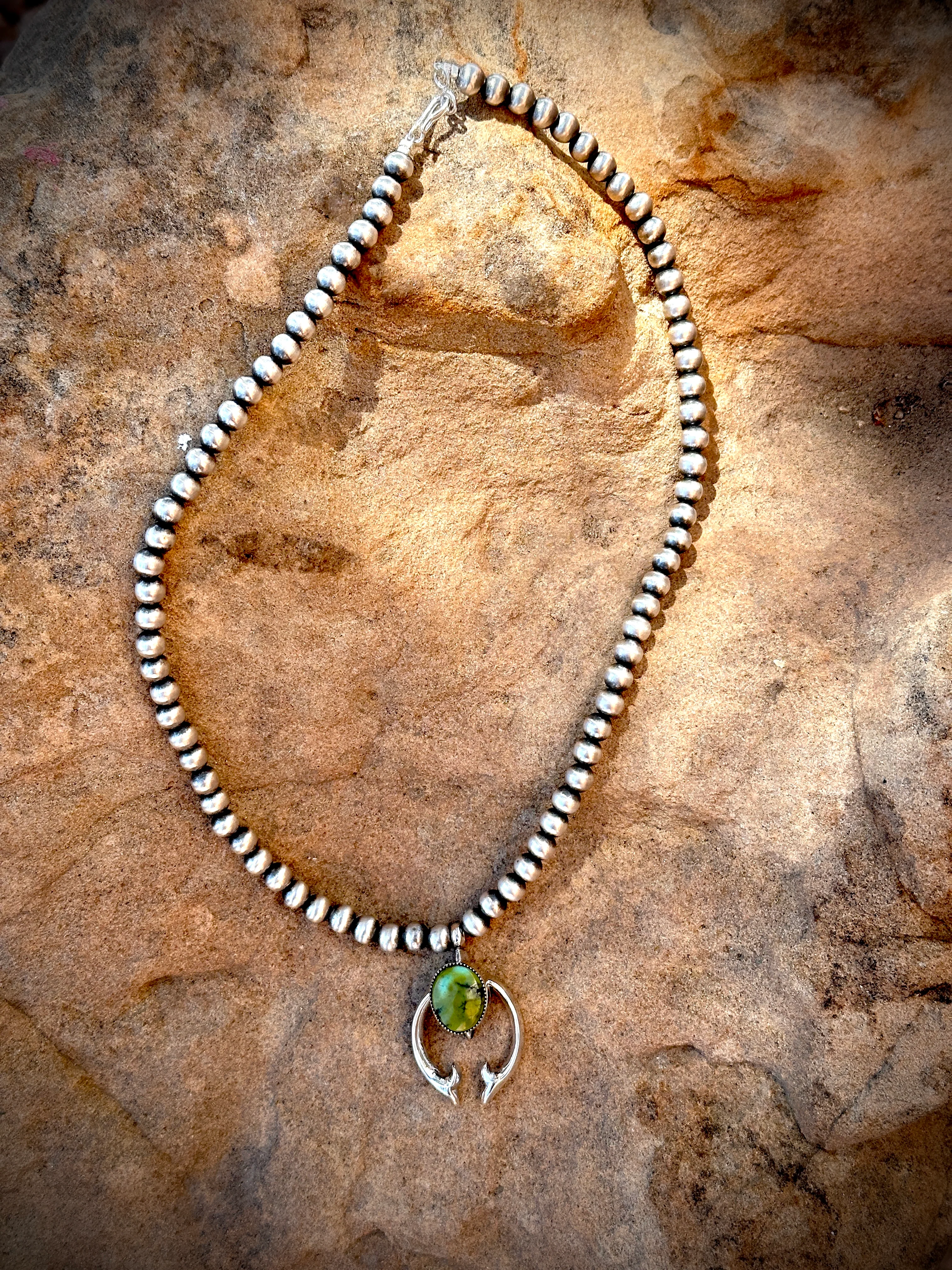 Navajo Pearls with Naja and Turquoise Pendant - Image 2