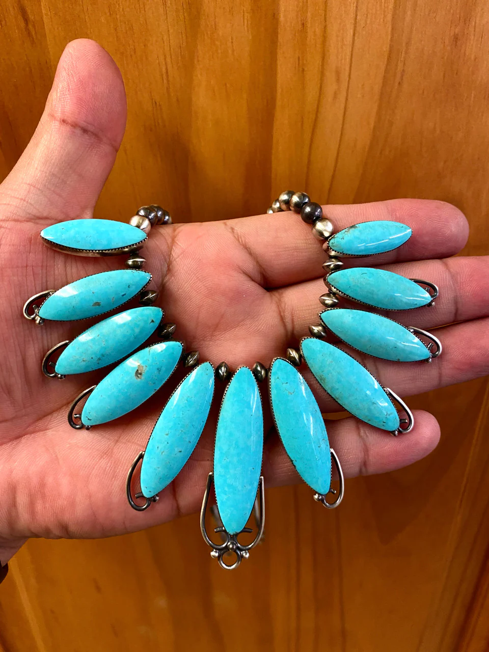 Navajo Tiara Kingman Turquoise Necklace Artist Jimson Belin - Image 3
