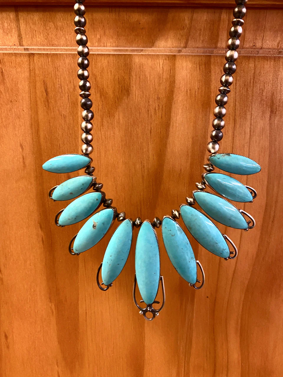 Navajo Tiara Kingman Turquoise Necklace Artist Jimson Belin - Image 4