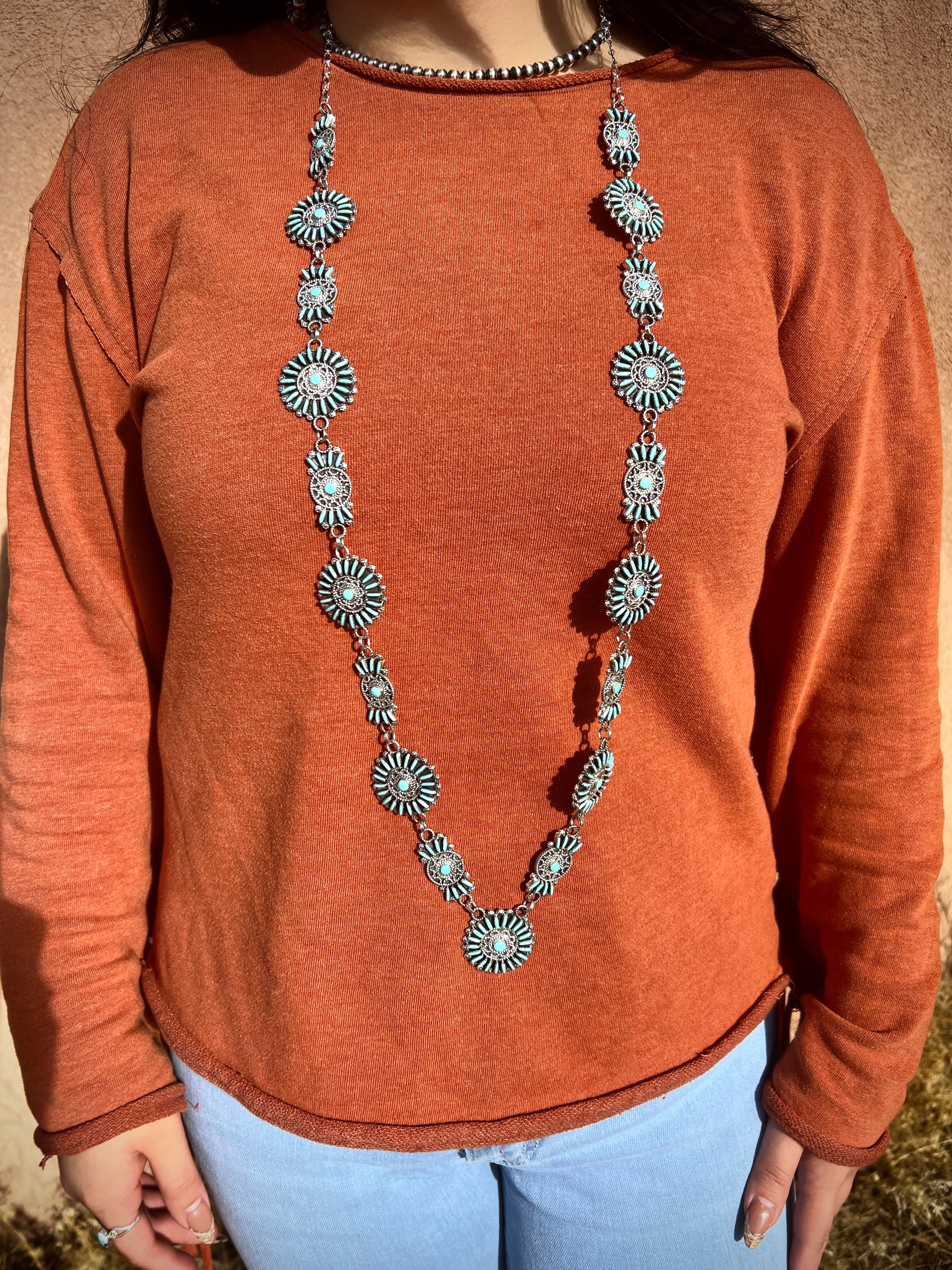 Needle Point Lariat Necklace 44" Zuni Artist Harry Melikan - Image 4