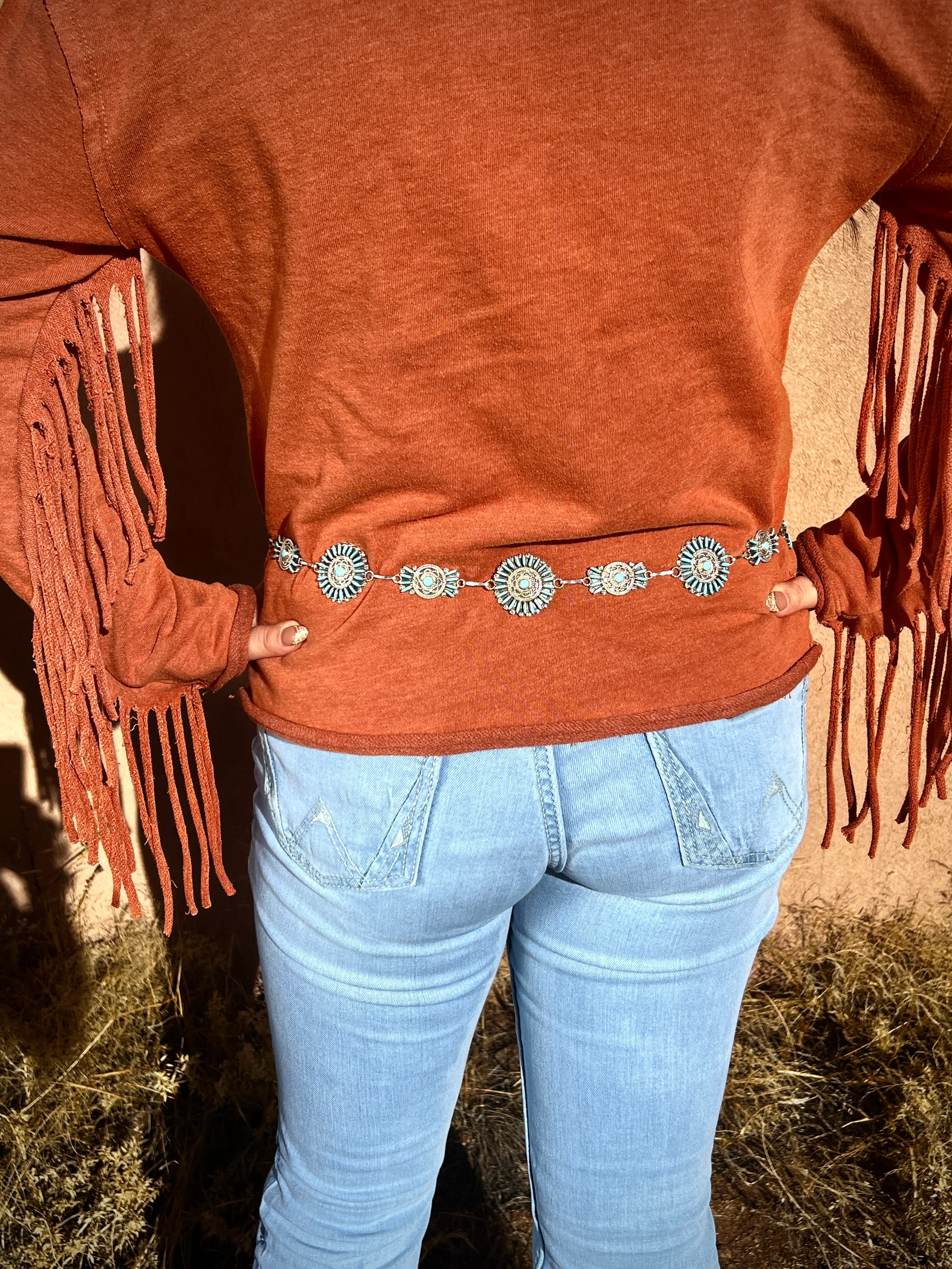 Needle Point Turquoise Concho Belt Zuni Artist Harry Melikan - Image 3