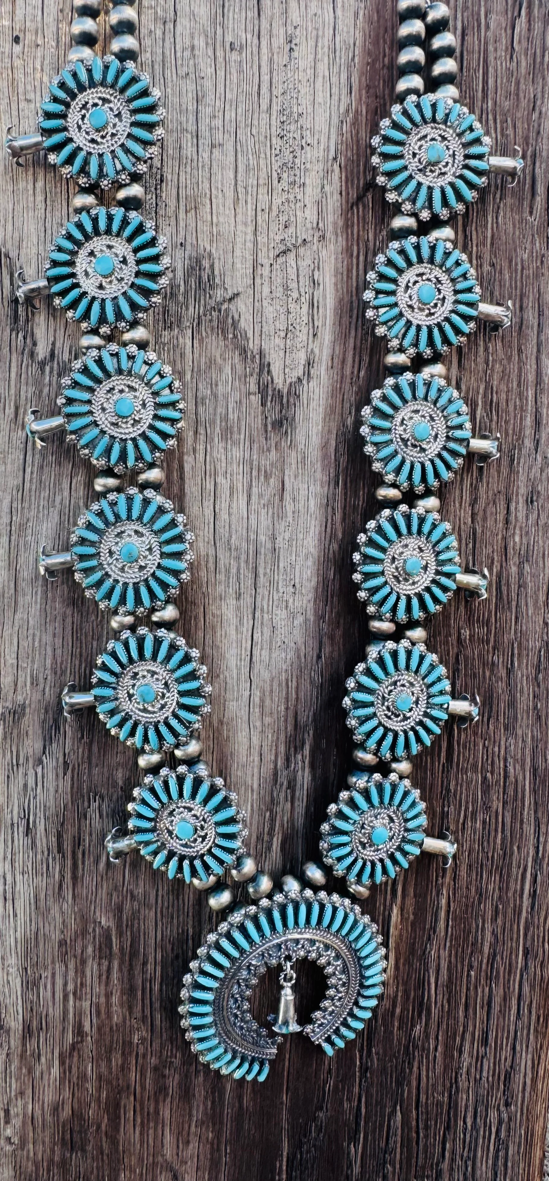 Needlepoint  Turquoise Squash Blossom - Image 4