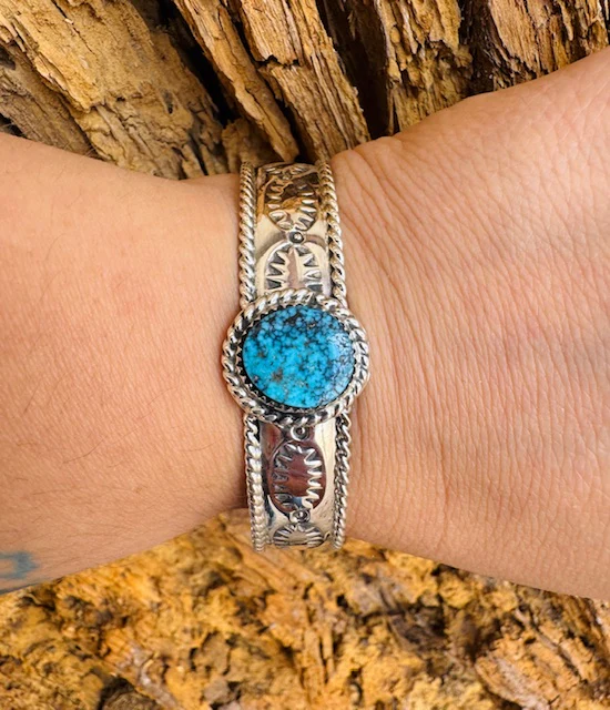 Nevada Turquoise Stamped Cuff - Image 7