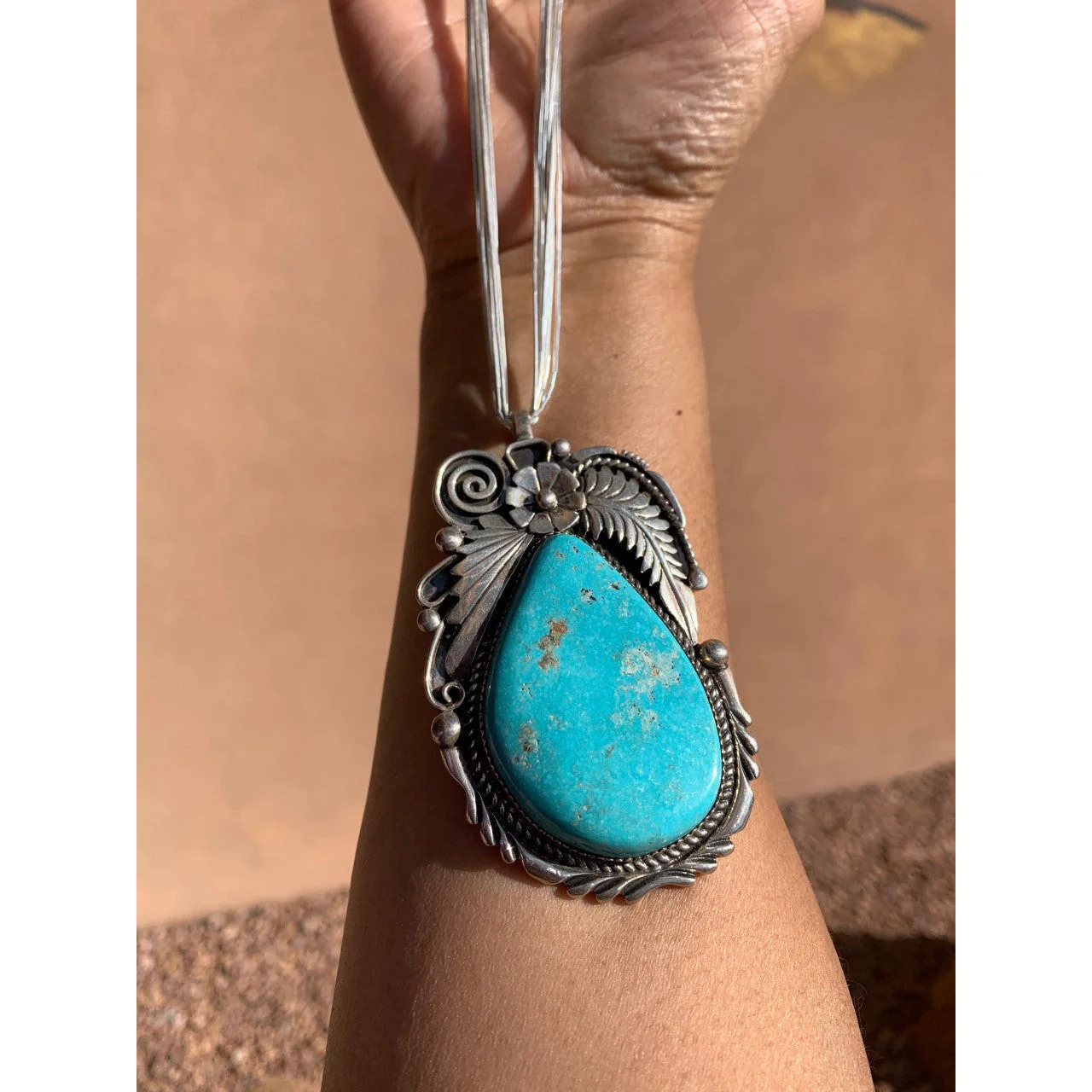 Old Pawn Tear Drop Turquoise Pendant - Image 3