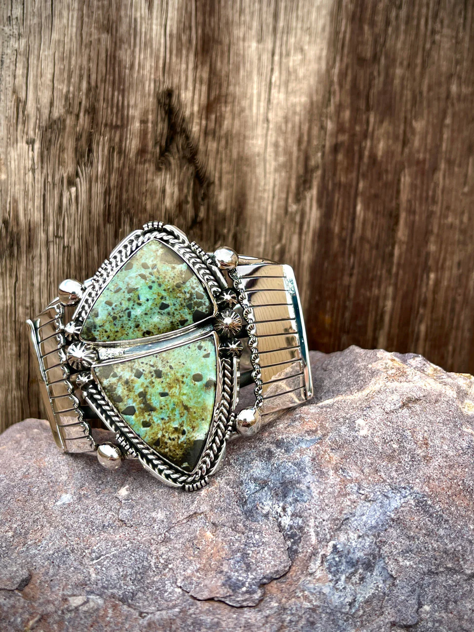 One of a Kind, Double Stone Nevada Turquoise Created by Clarence Long - Image 3