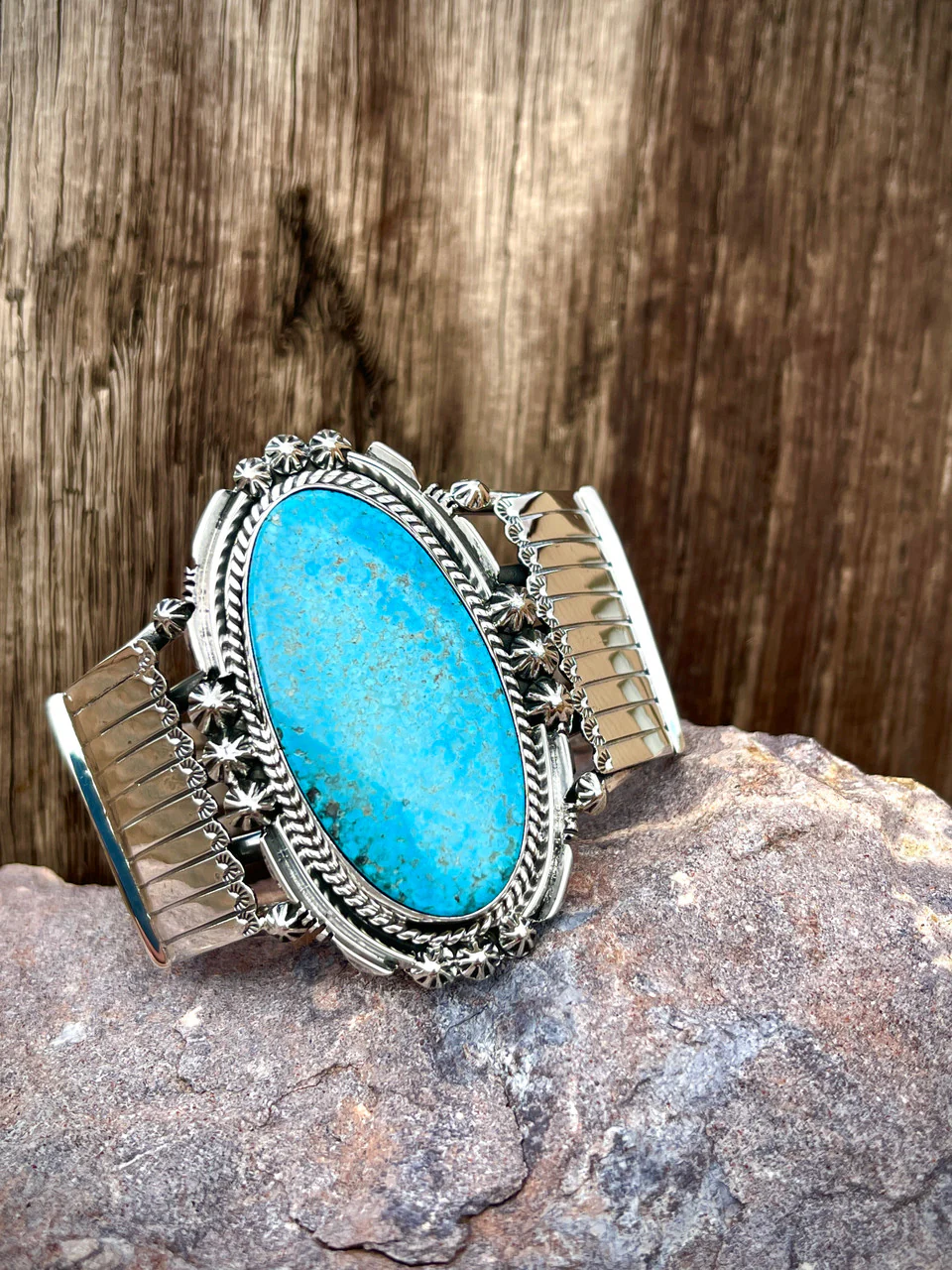 One of a Kind, High Grade Turquoise Cuff by Clarence Long - Image 2