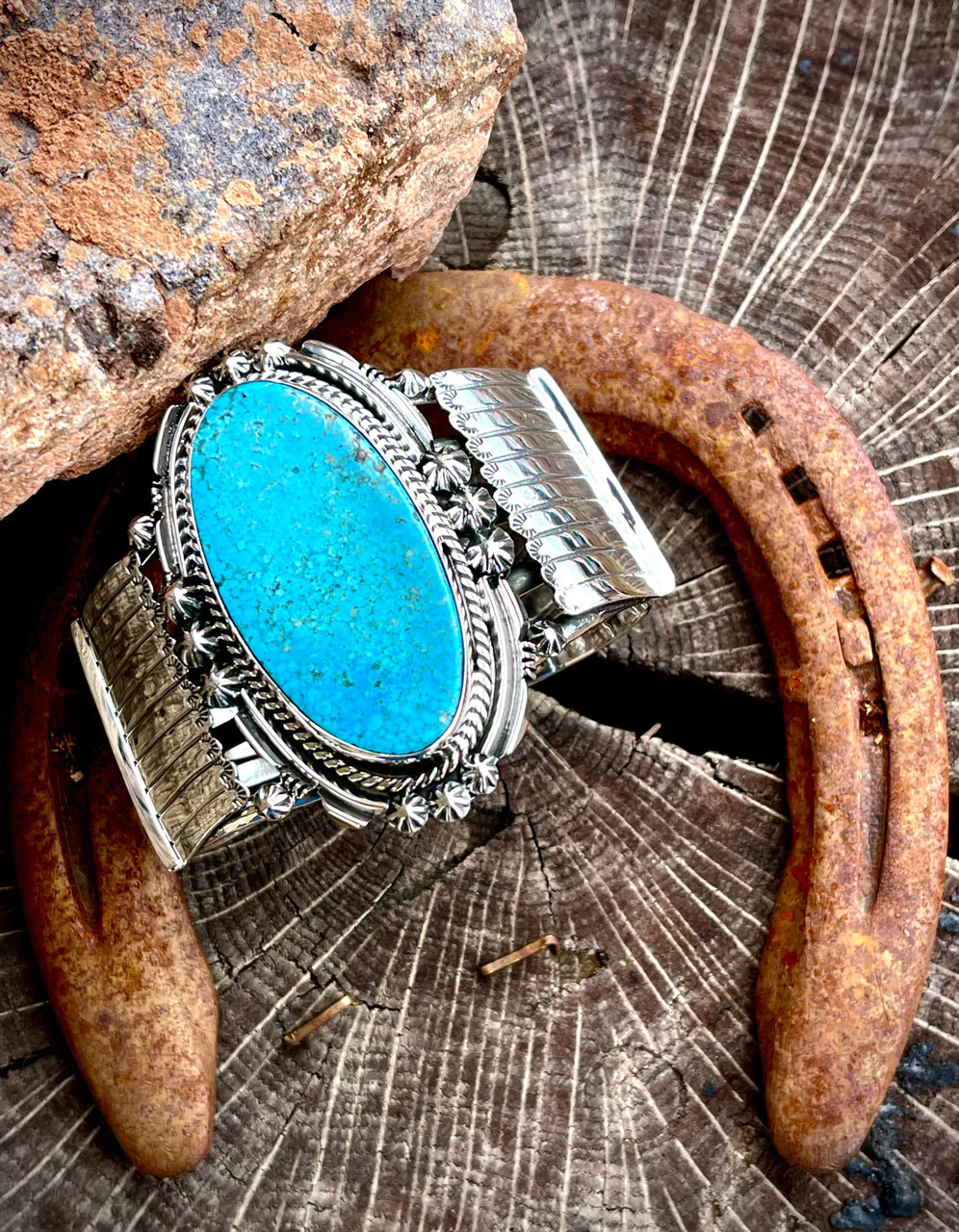 One of a Kind, High Grade Turquoise Cuff by Clarence Long - Image 3