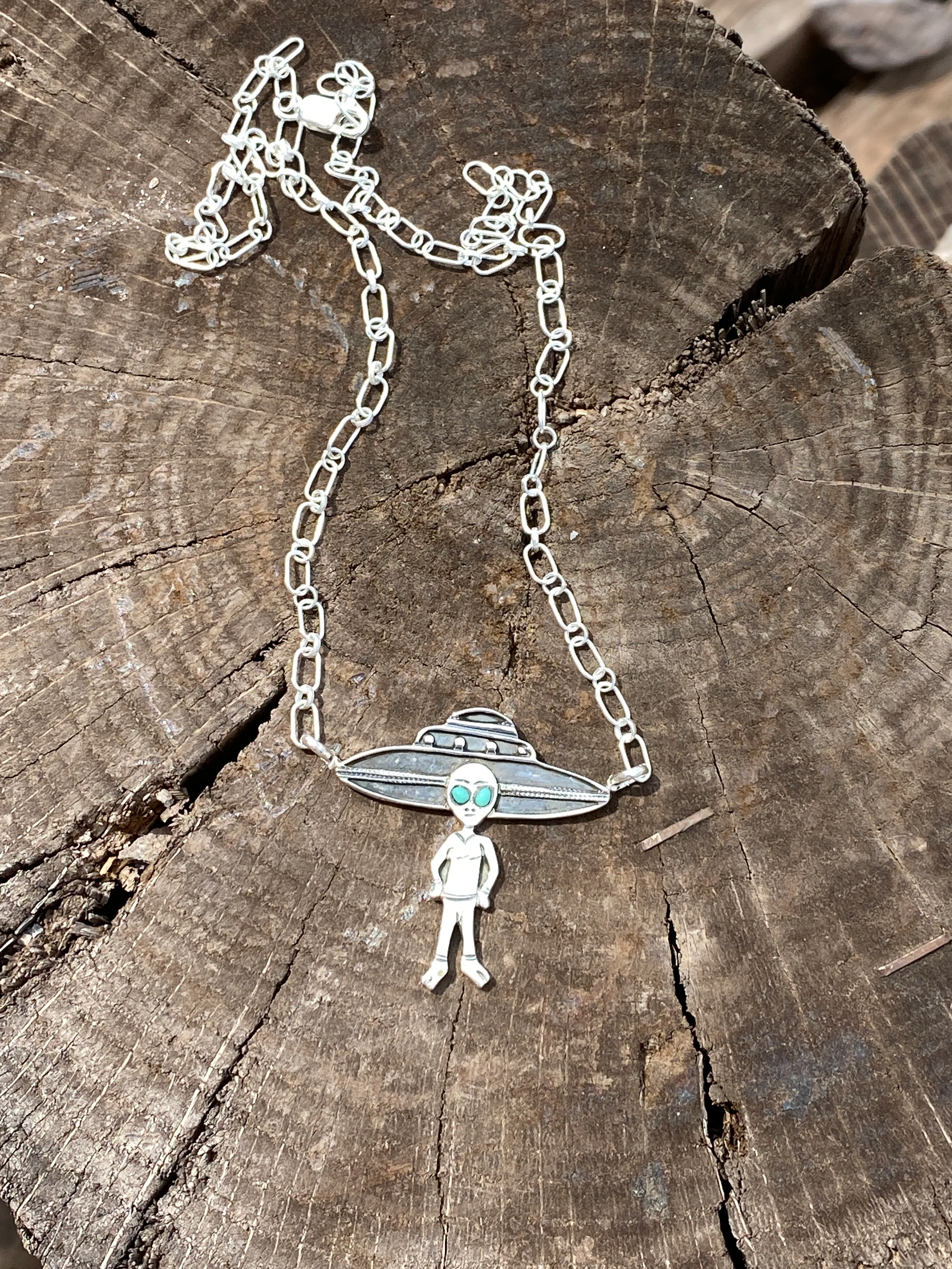 Jeremy Delgarito Space Ship Alien Necklace 18"