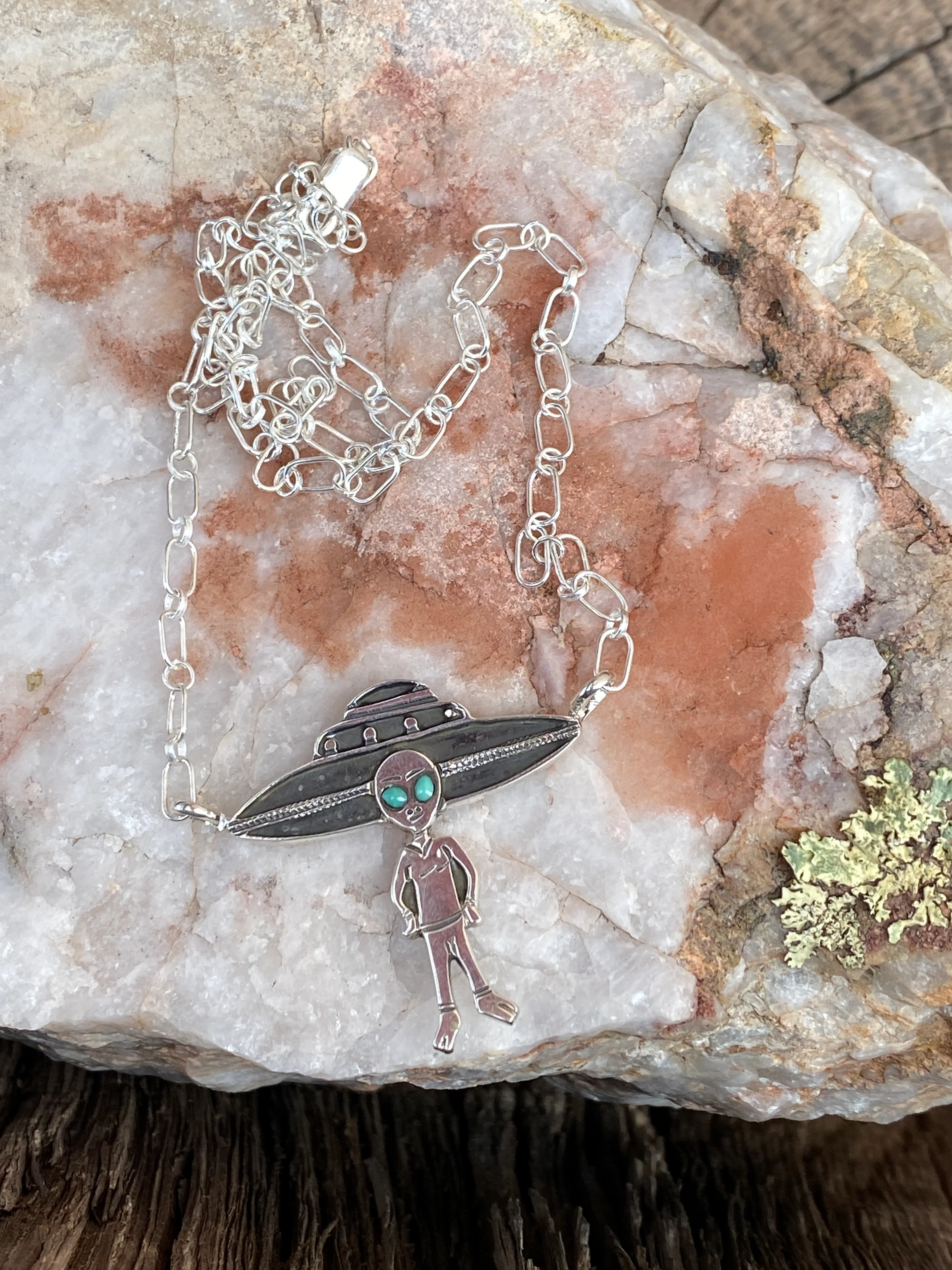 Jeremy Delgarito Space Ship Alien Necklace 18" - Image 2