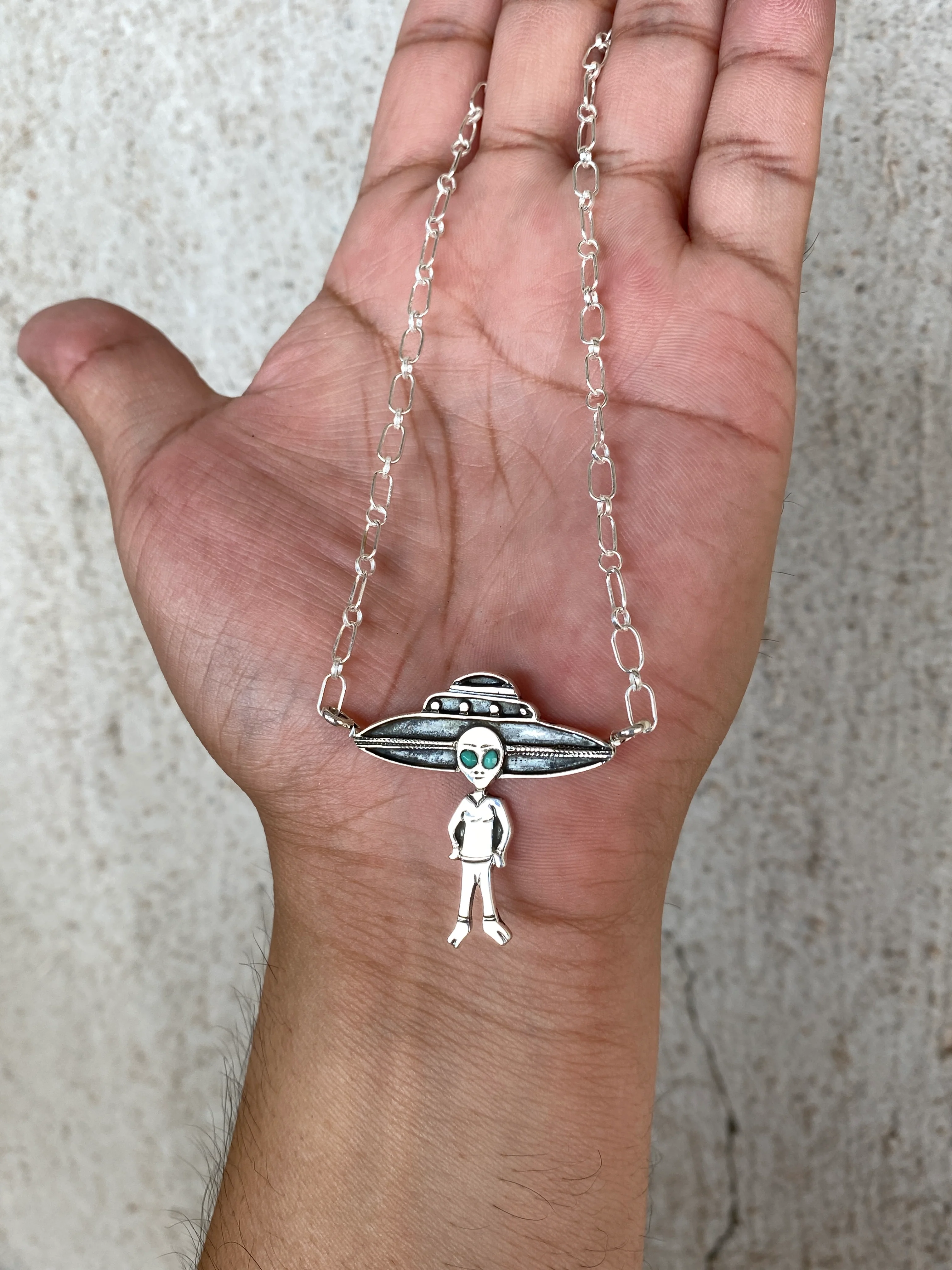 Jeremy Delgarito Space Ship Alien Necklace 18" - Image 3