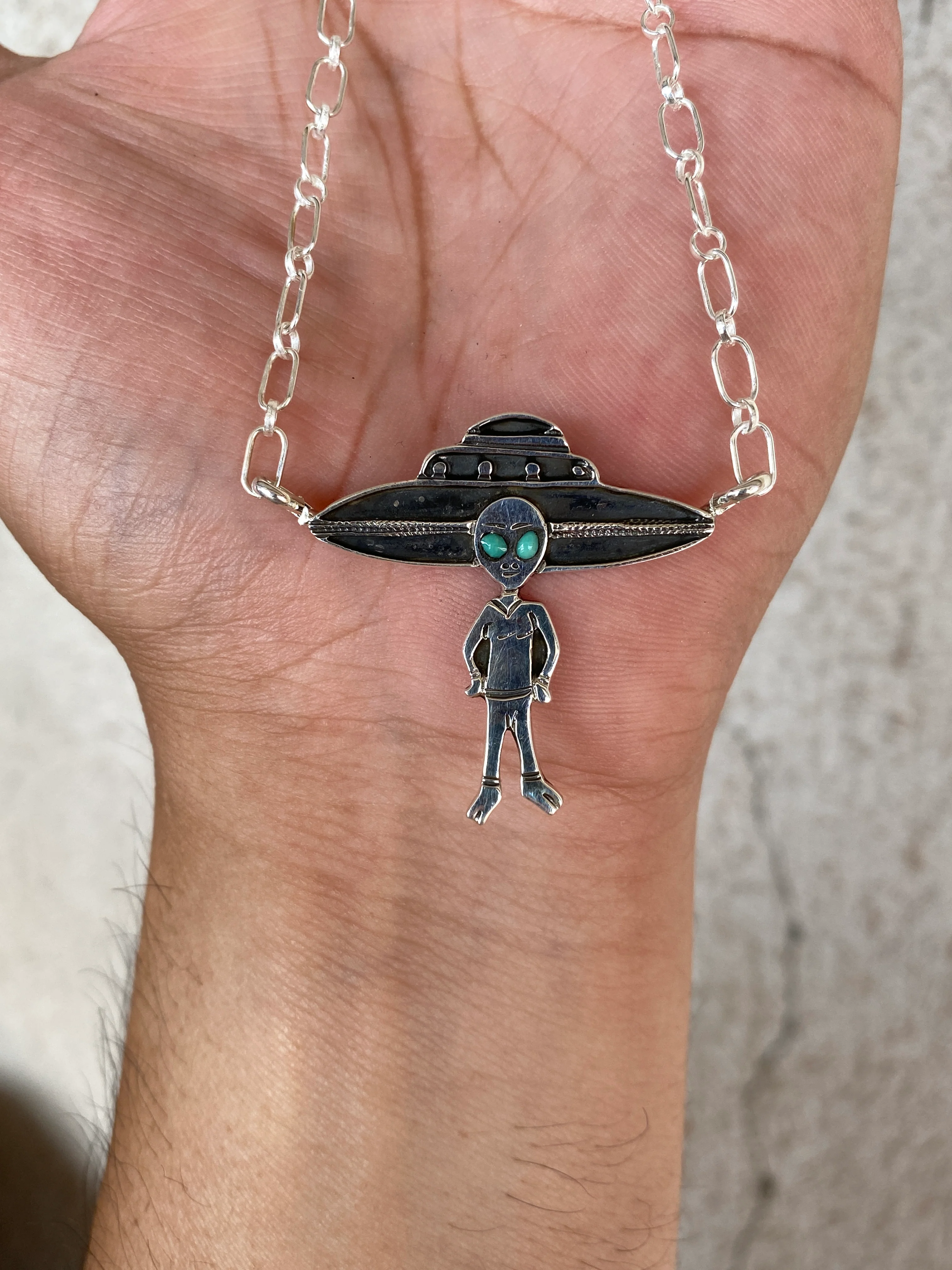 Jeremy Delgarito Space Ship Alien Necklace 18" - Image 4