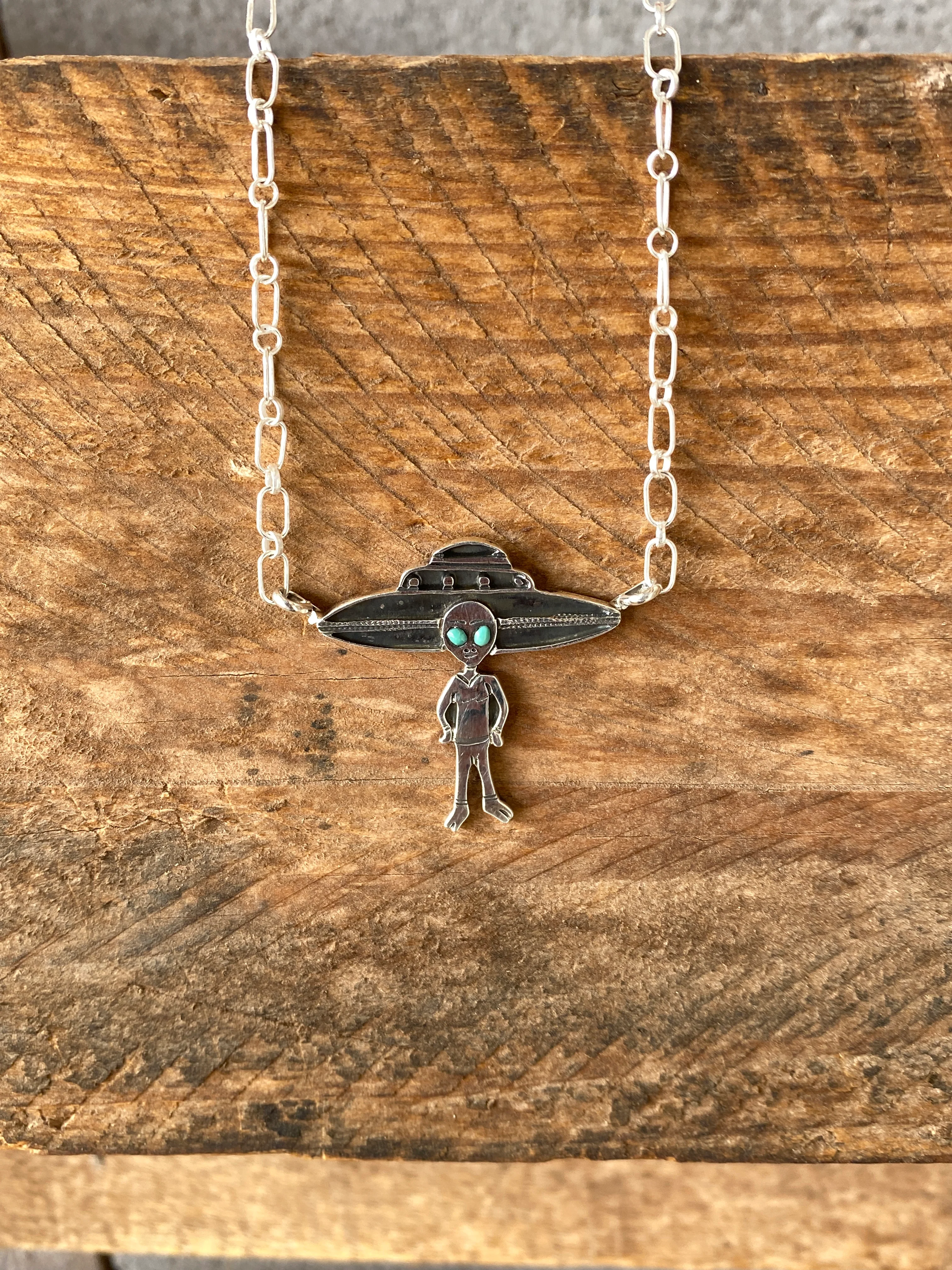 Jeremy Delgarito Space Ship Alien Necklace 18" - Image 5
