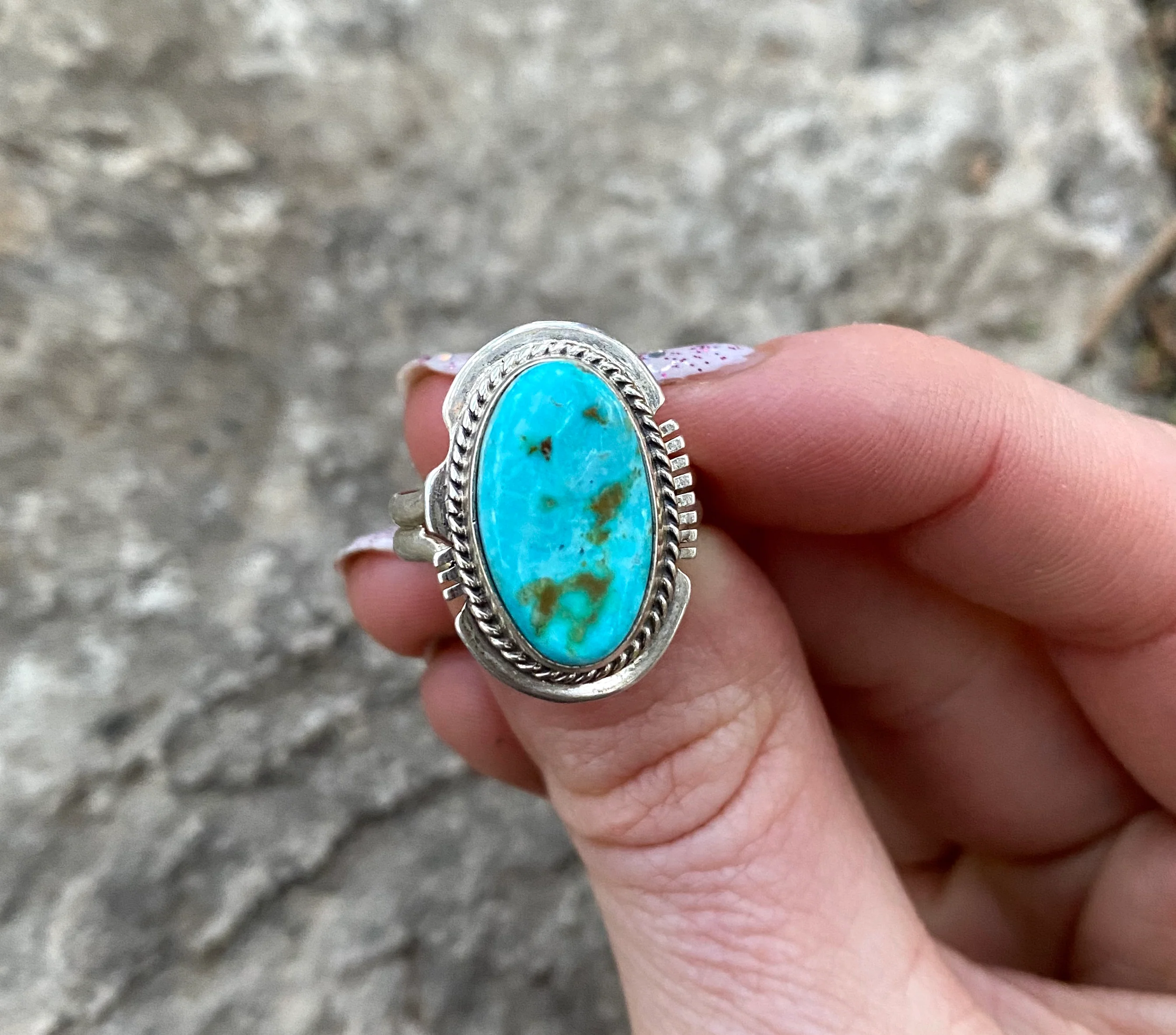 Oval Nevada Turquoise Ring From The Rogers Collection - Image 2