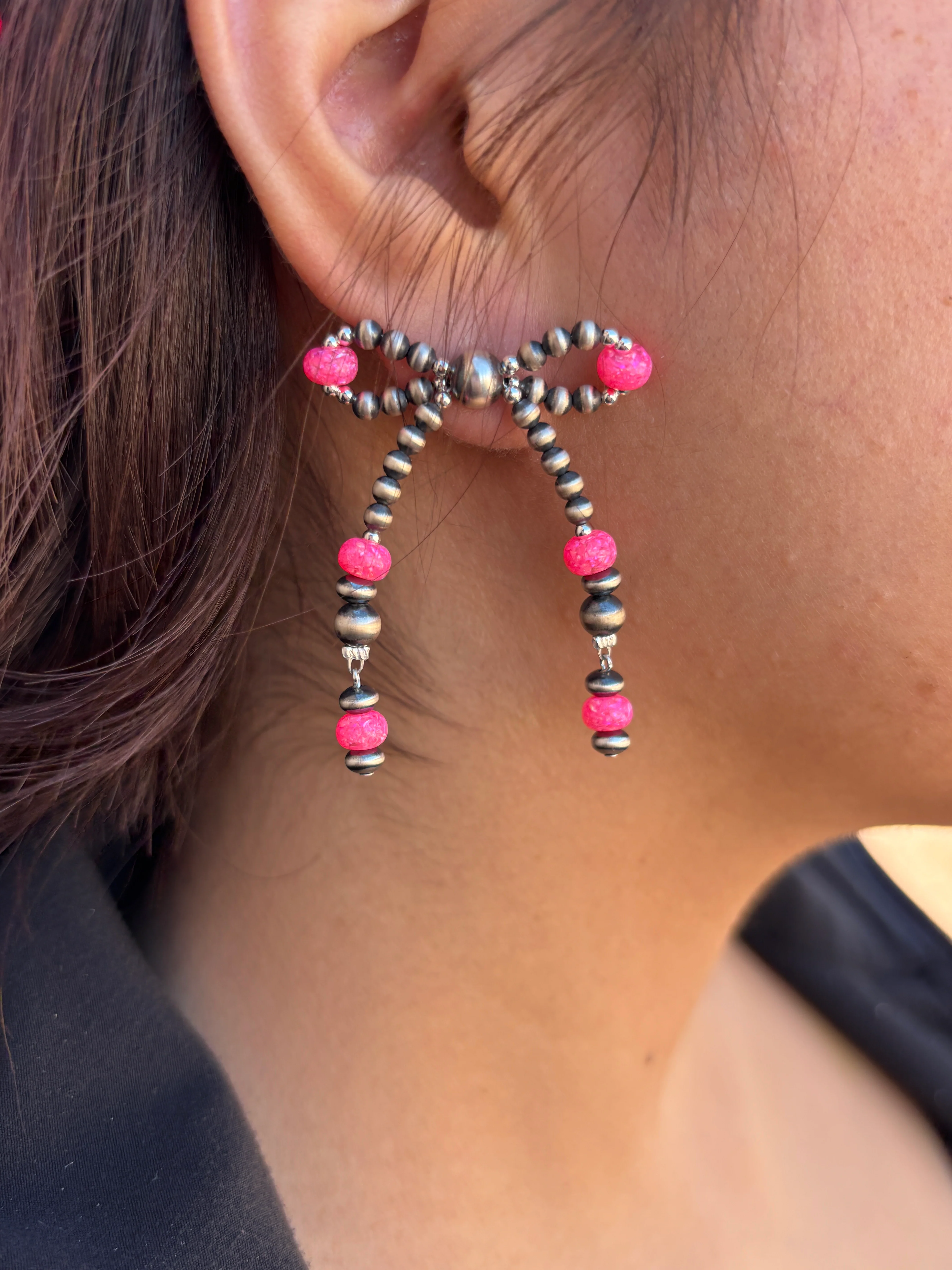 Pearl Bow Tie Earrings - Image 5