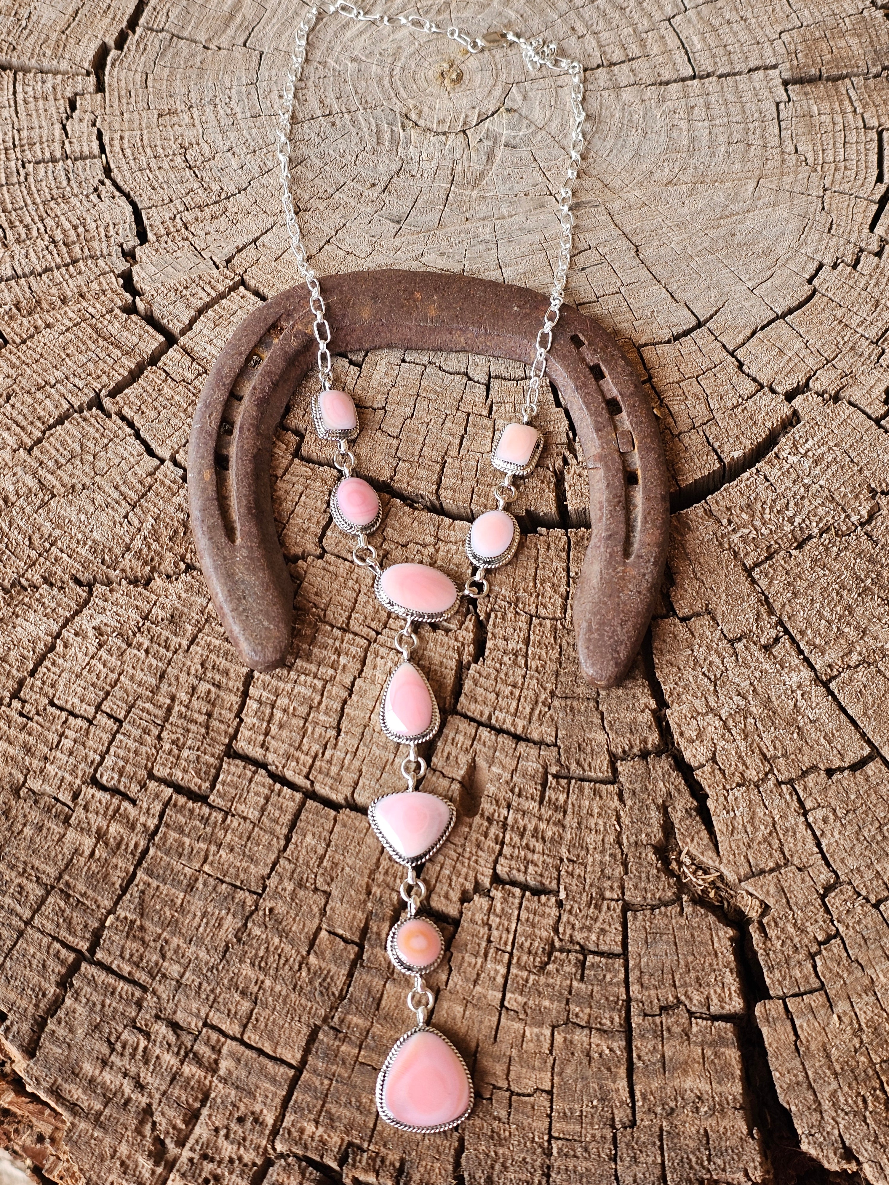 Pink Conch Lariat Necklace - Image 2