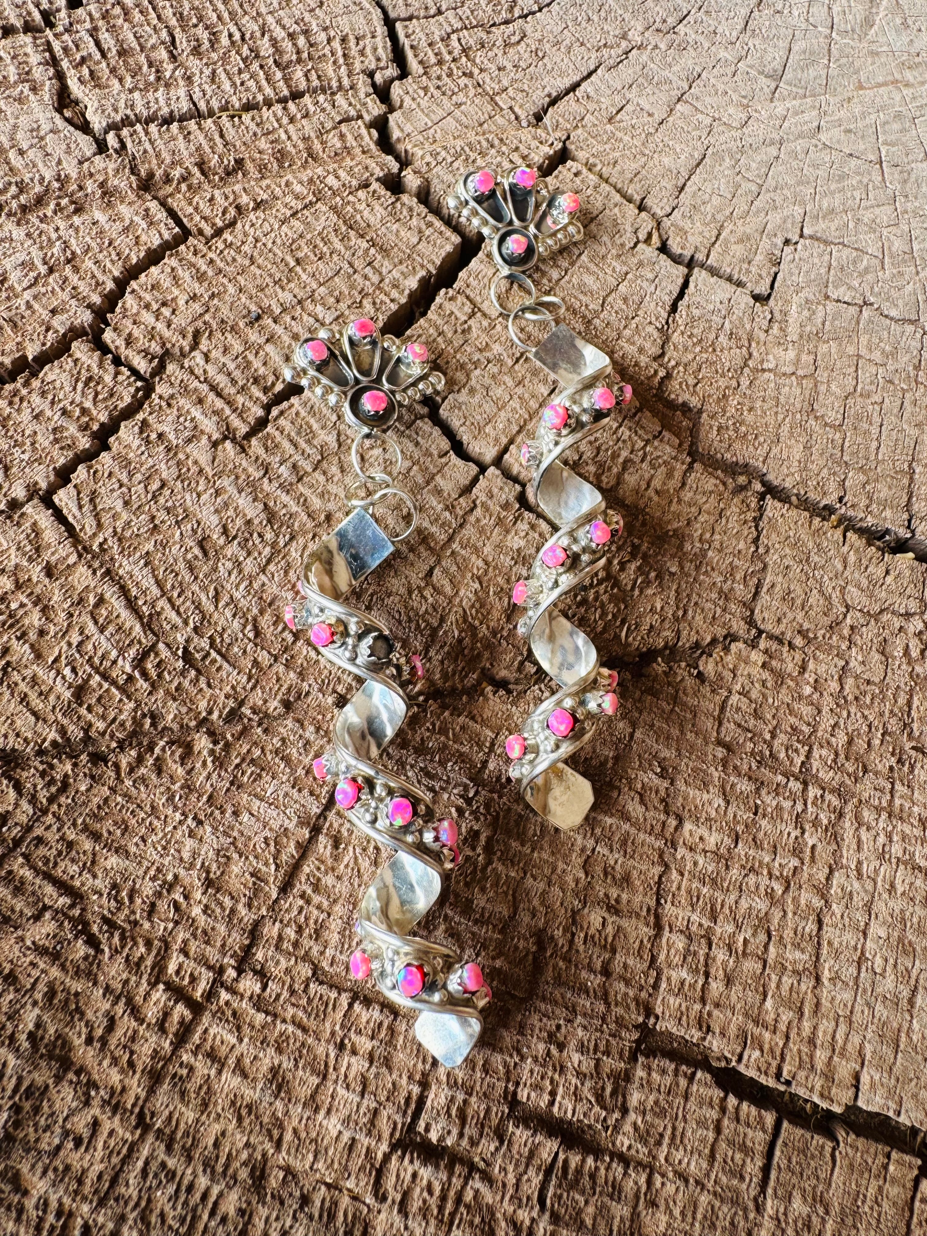 Pink Opal Swirl Earrings - Image 2