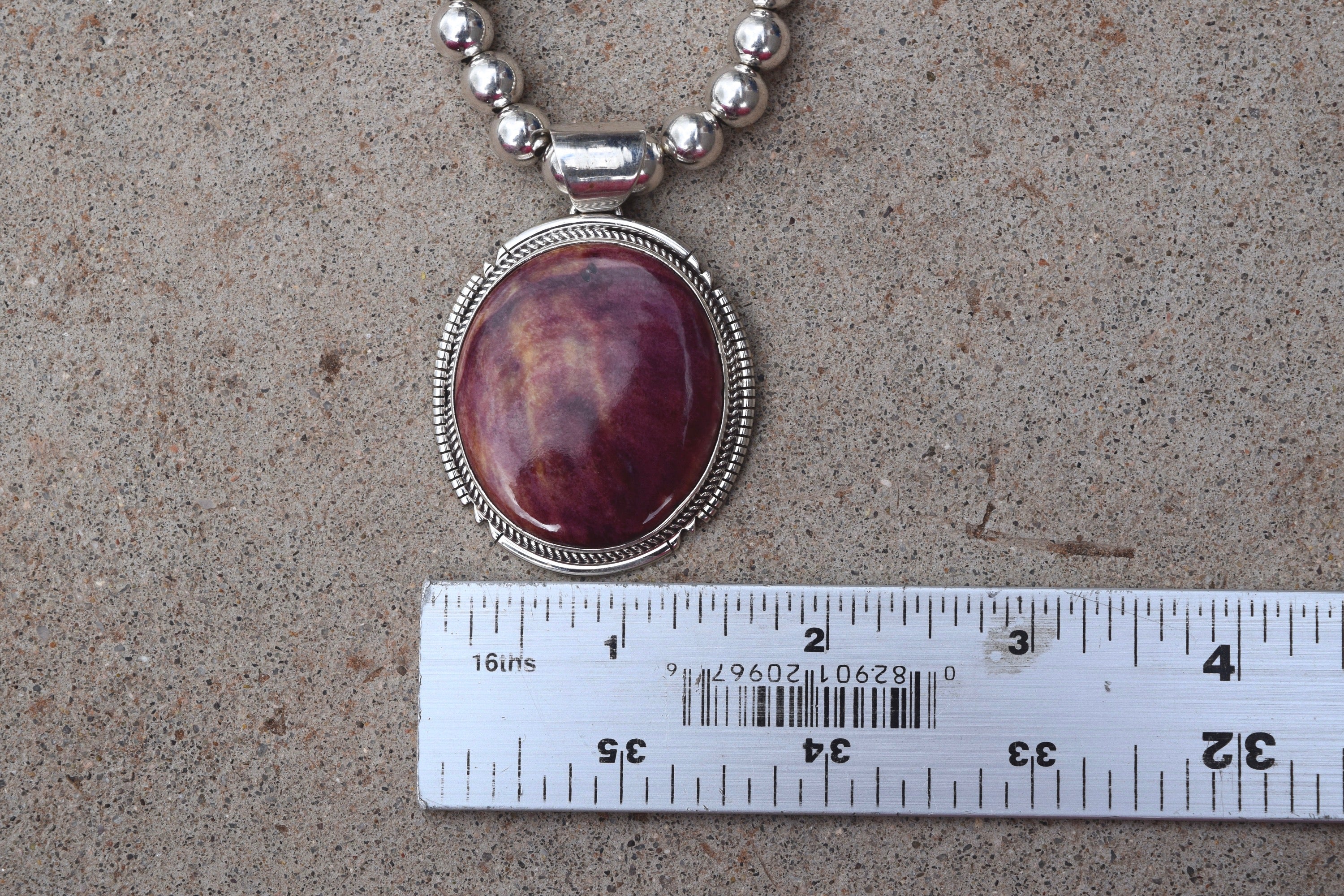 PURPLE SHELL NECKLACE ON SILVER BEADS - Image 3