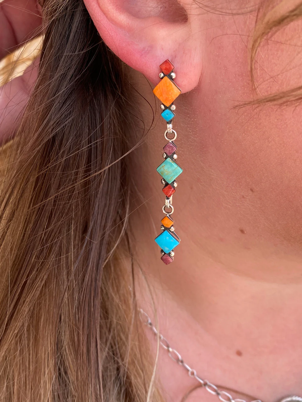 RAINBOW! 18 Stone Chandelier Earrings - Image 3