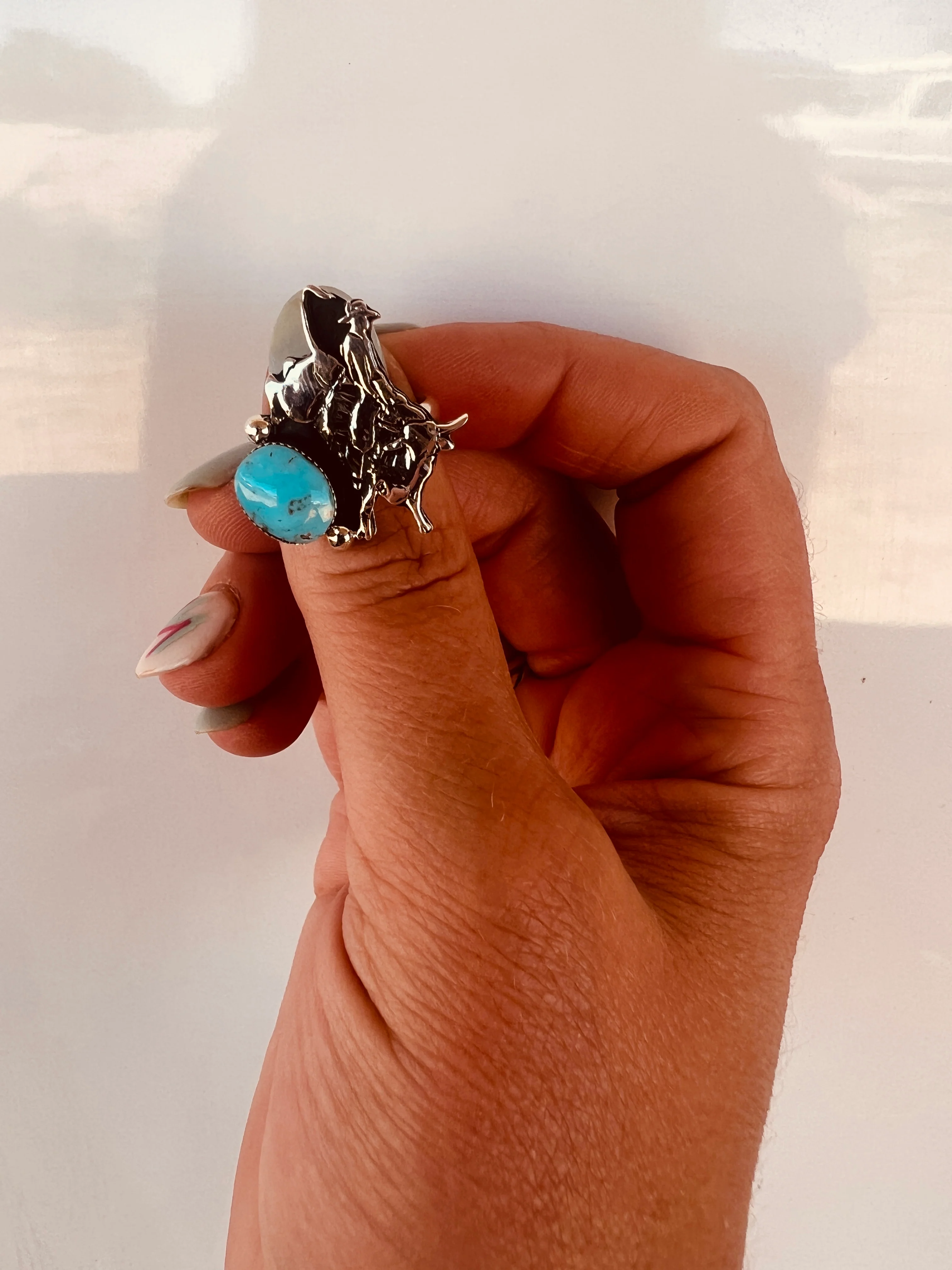 “Ride Em’ High” Buckin’ Bull Adjustable Ring - Image 2