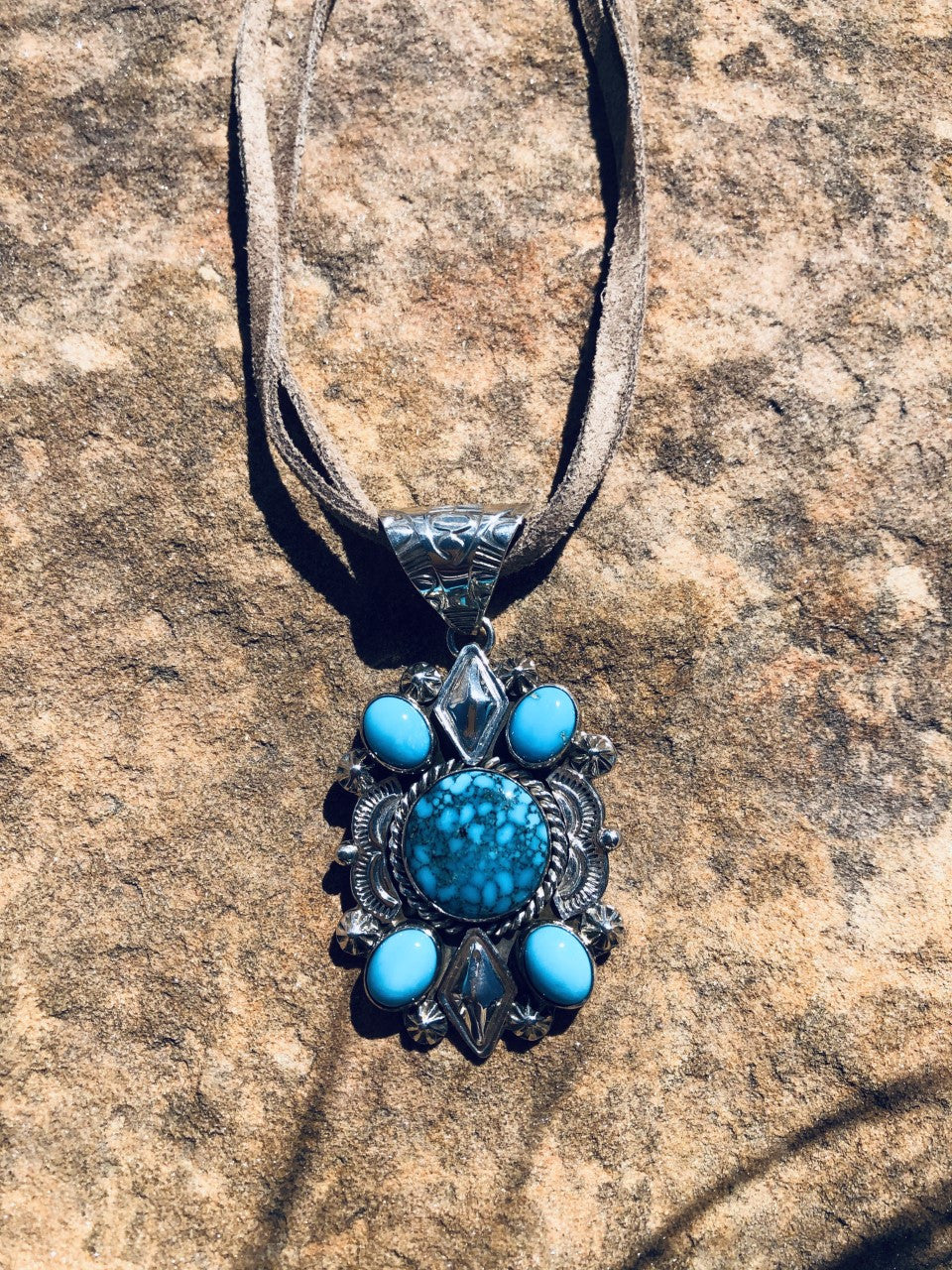 Royal web of Ithaca Peak with Sleeping Beauty Turquoise Pendant - Image 3