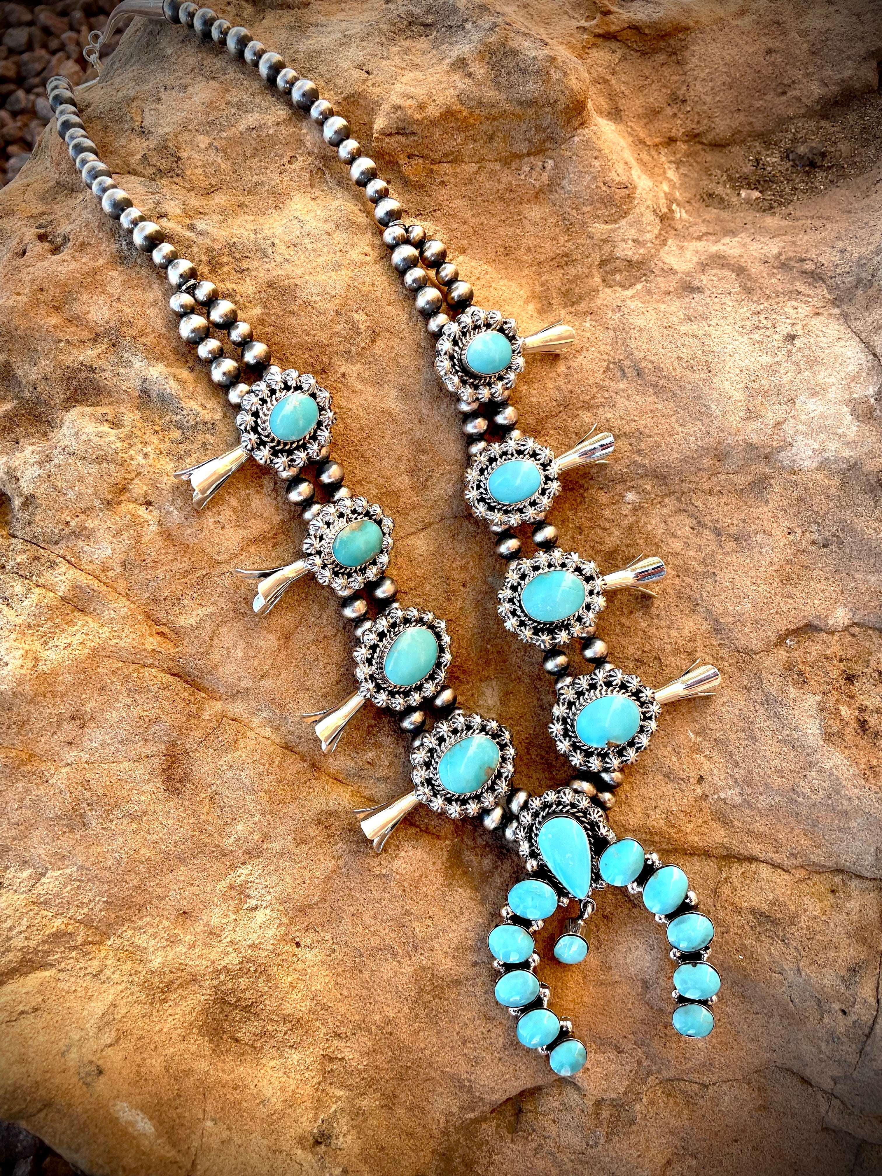 Sarah Yazzie Turquoise Squash Blossom - Image 2