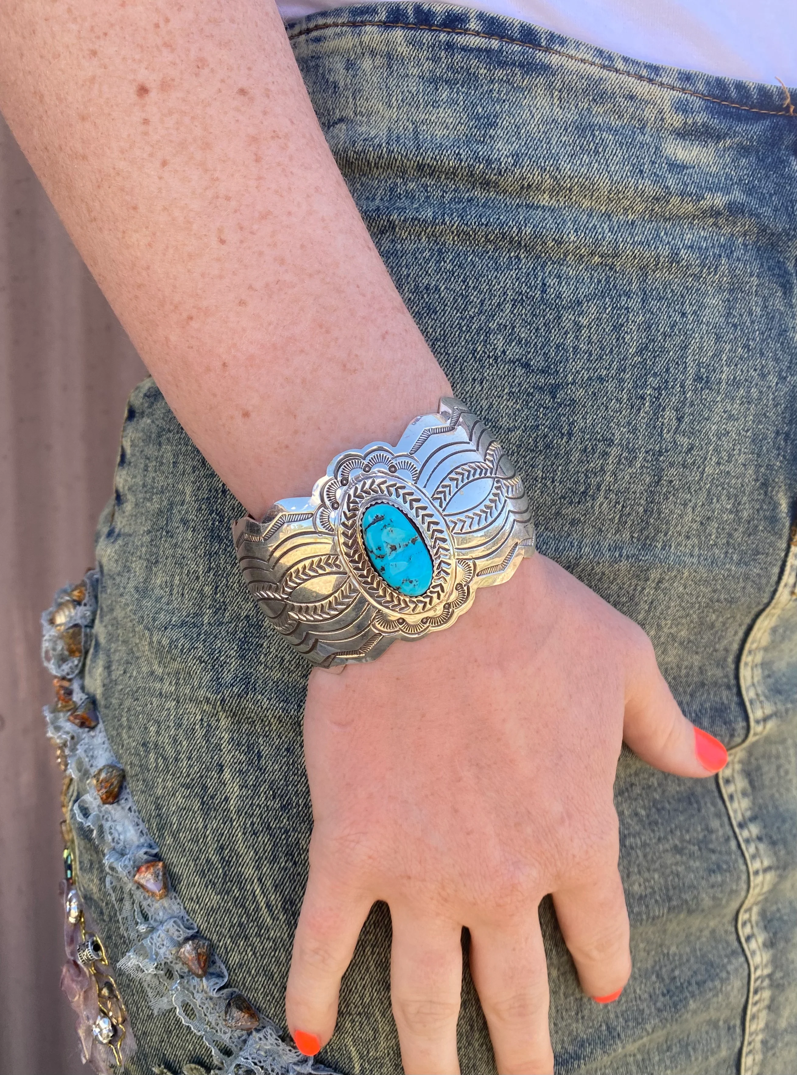 Scalloped Sleeping Beauty Cuff From The Rodgers Collection - Image 5