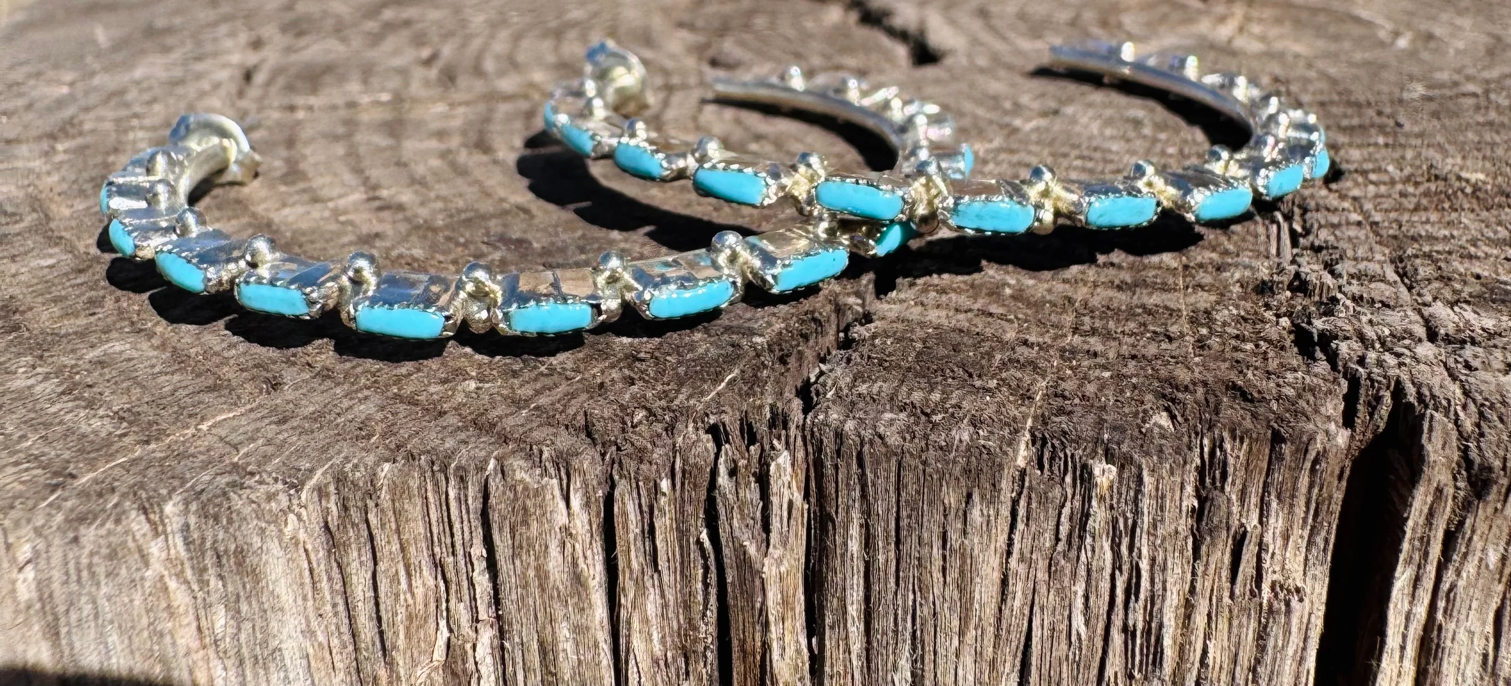 Semi Hoop Turquoise Earrings