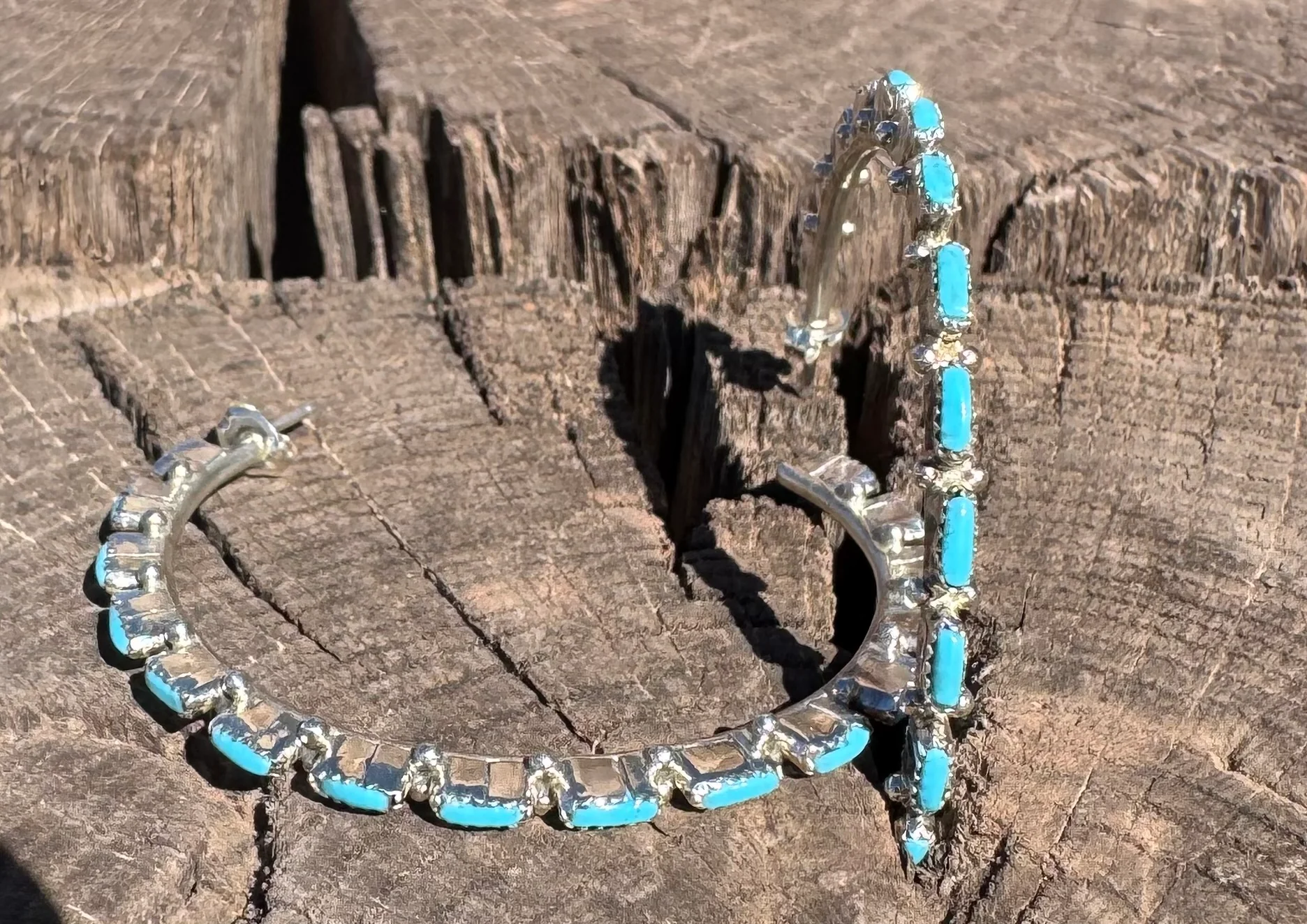 Semi Hoop Turquoise Earrings - Image 2