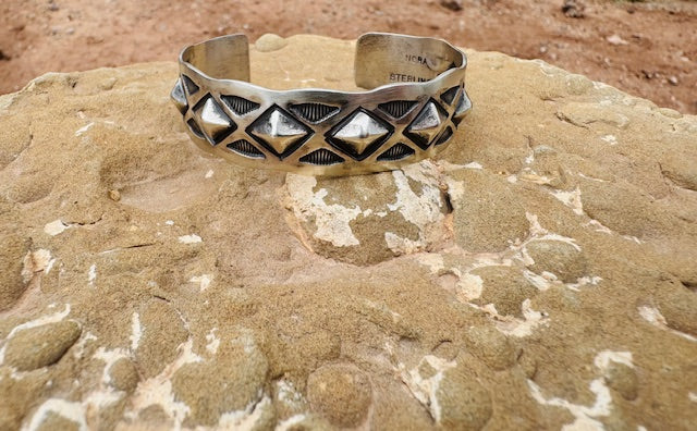 Silver Diamond Stamped Men's Cuff - Image 2